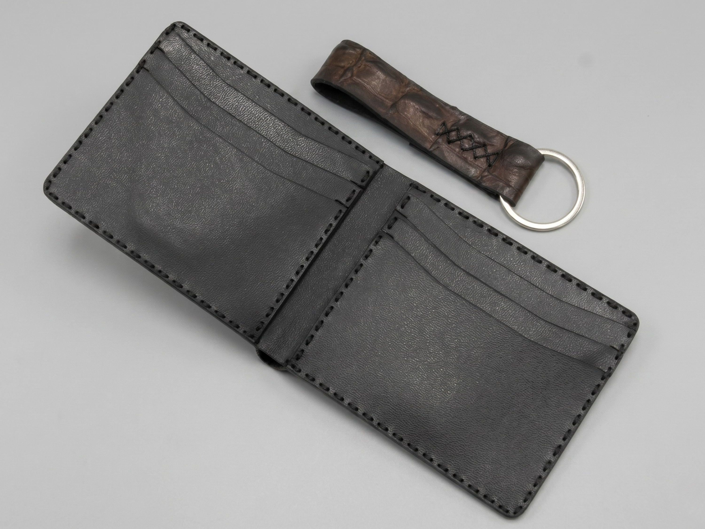 Crocodile Leather Bifold Wallet with key chains handmade wallets slim card holder exotic wallets for men fathers day gifts for him