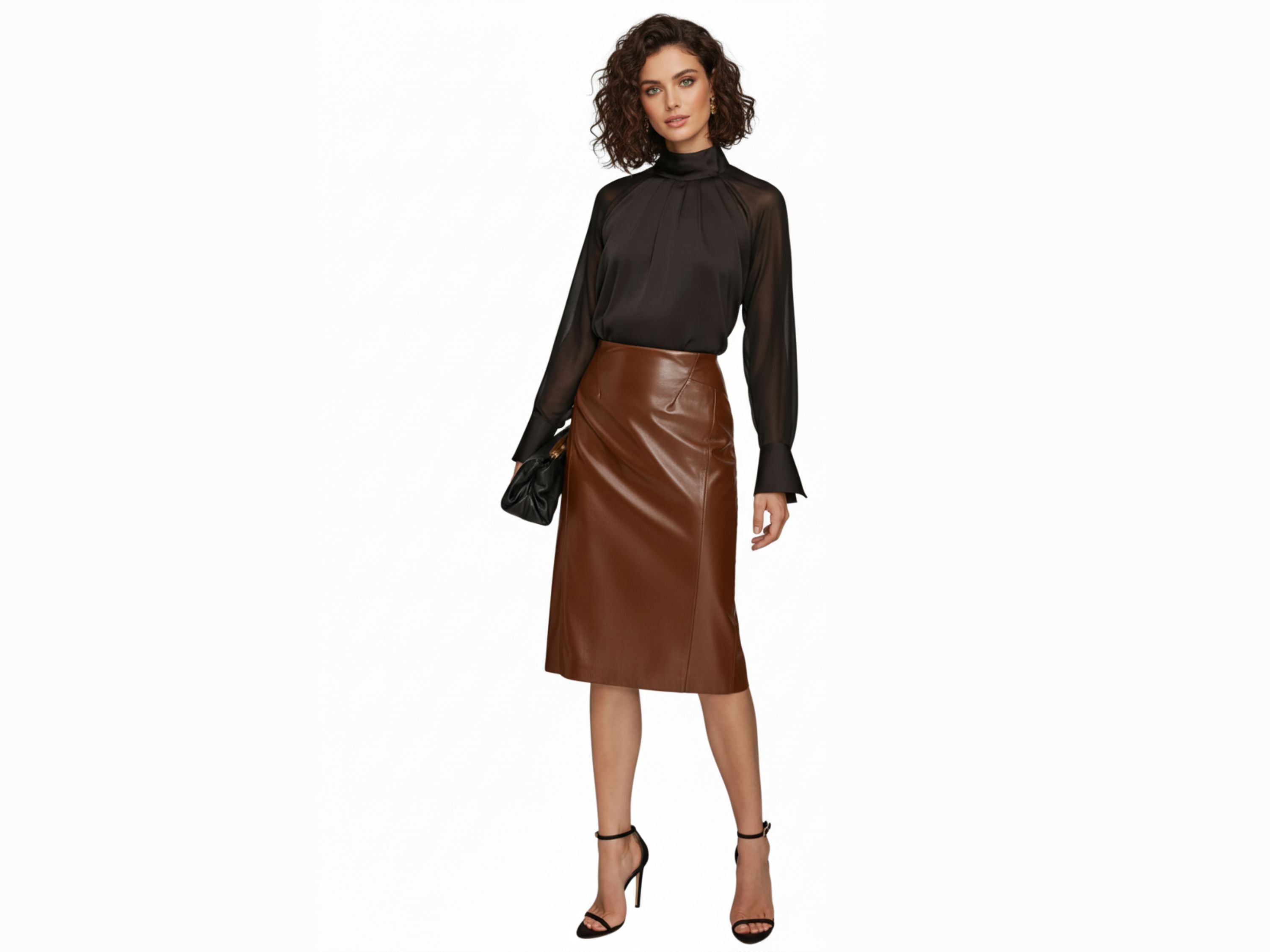 Leather Midi Pencil Skirt – Black & Brown Genuine Leather Skirt, Womens Clothing, anniversary Gift for Her luxury corporate gift