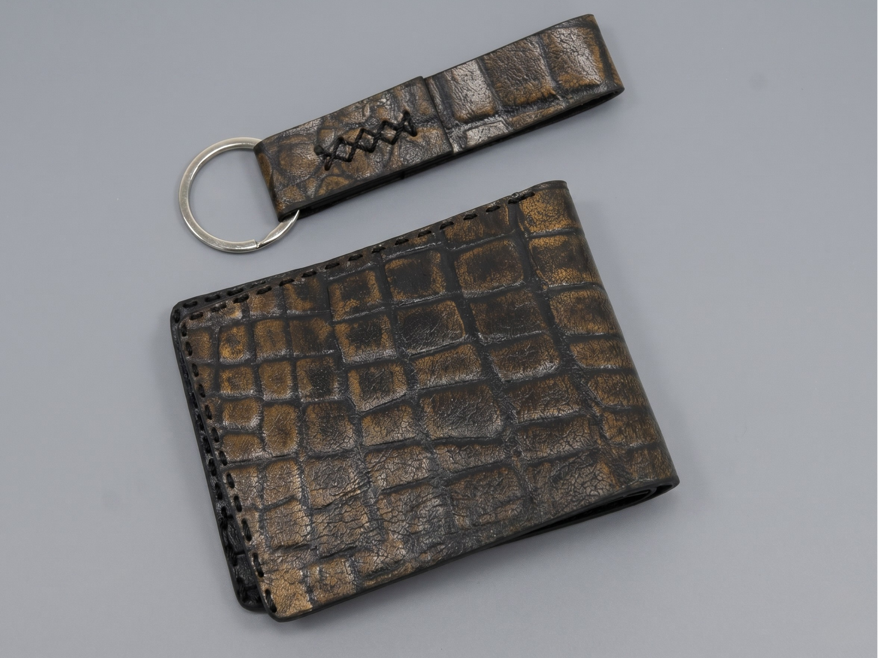 Customized handmade crocodile leather wallet for mens boyfriend gift bifold slim card holder engraved wallets birthday gifts for him