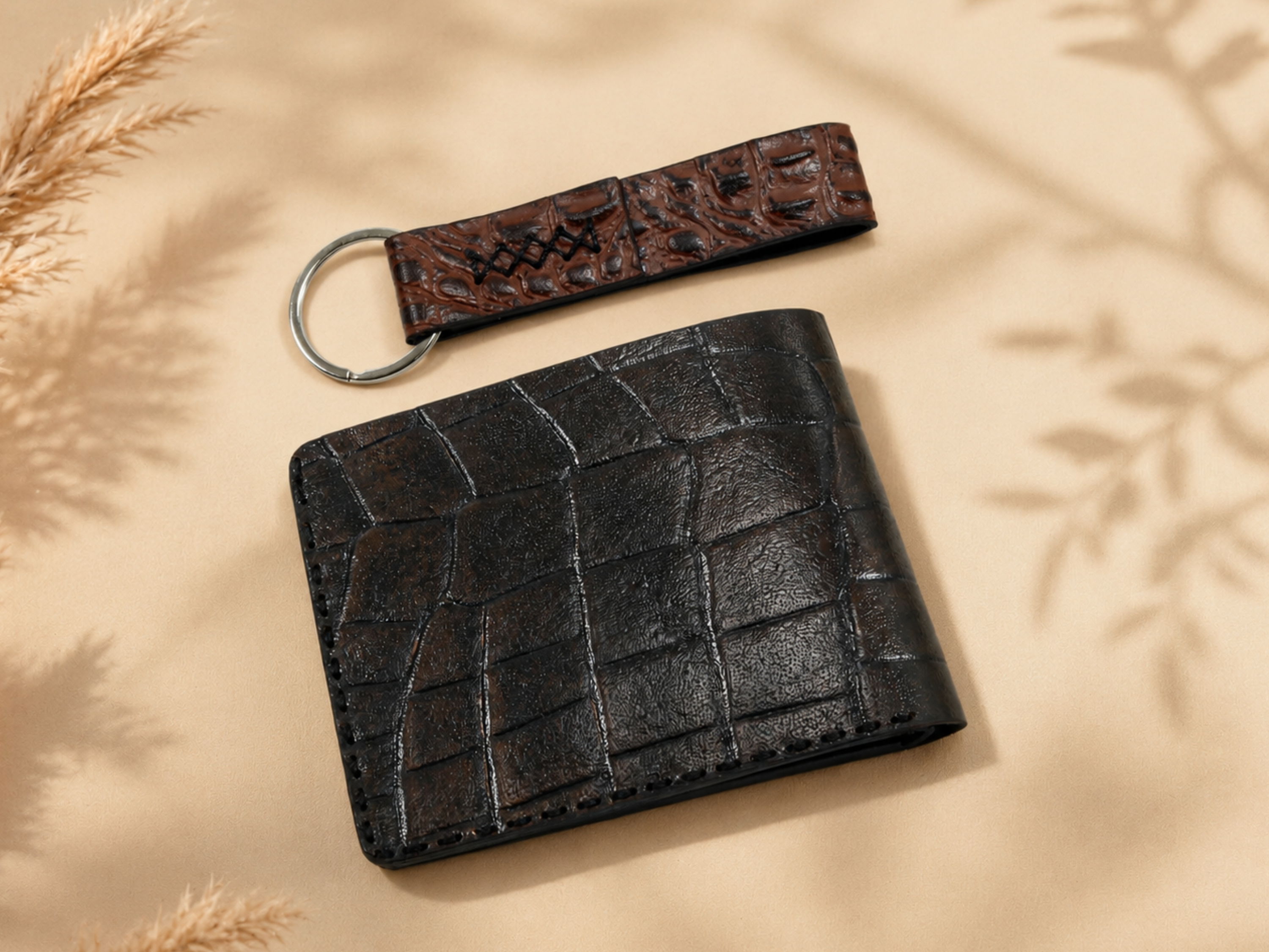 Personalized crocodile leather handmade wallet for men's bifold slim card holder engraved wallets college graduation gifts for him