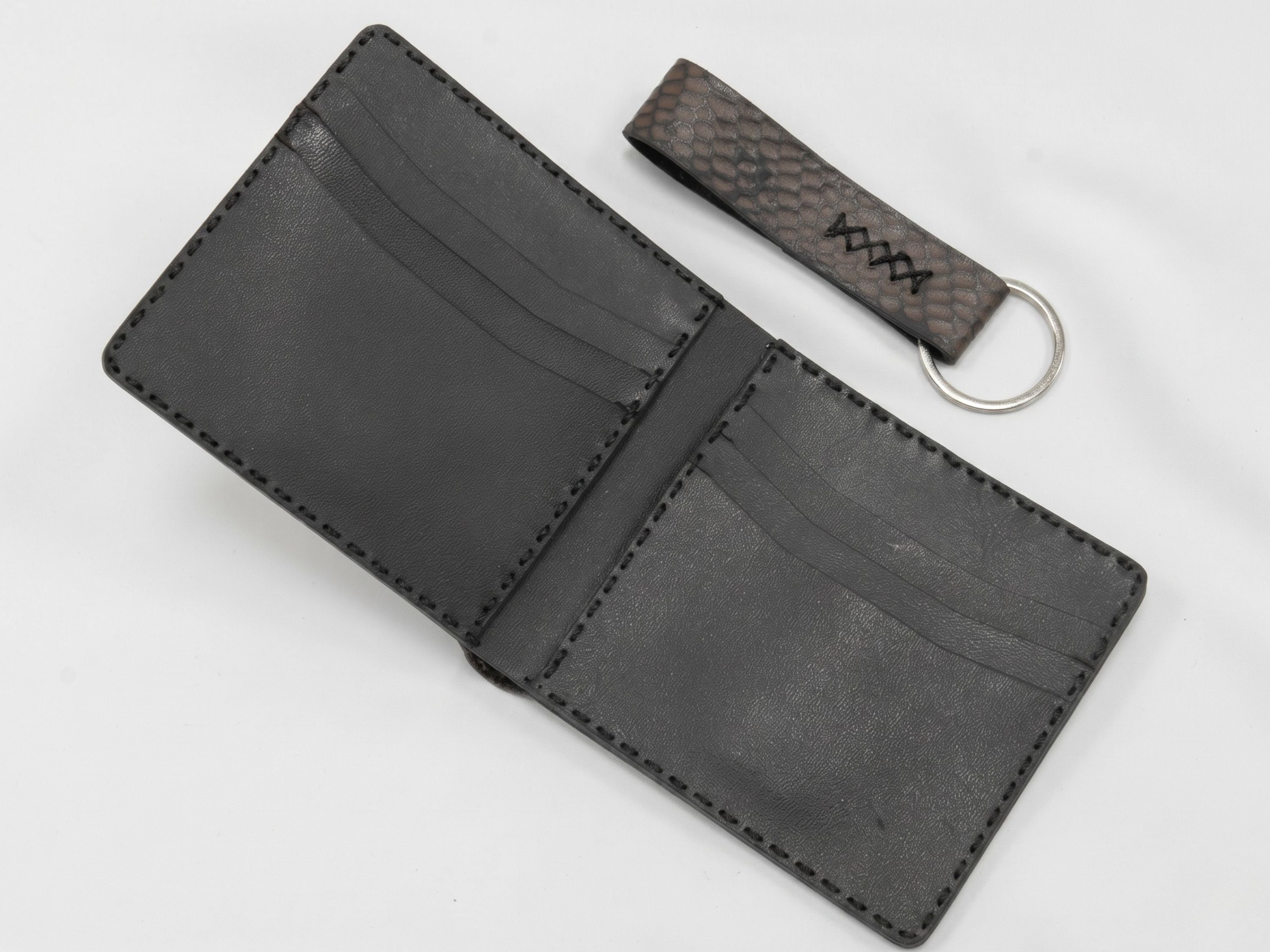 Handmade python snake leather wallet for men's engraved wallets bifold slim card holder with key chains fathers day gifts for dad