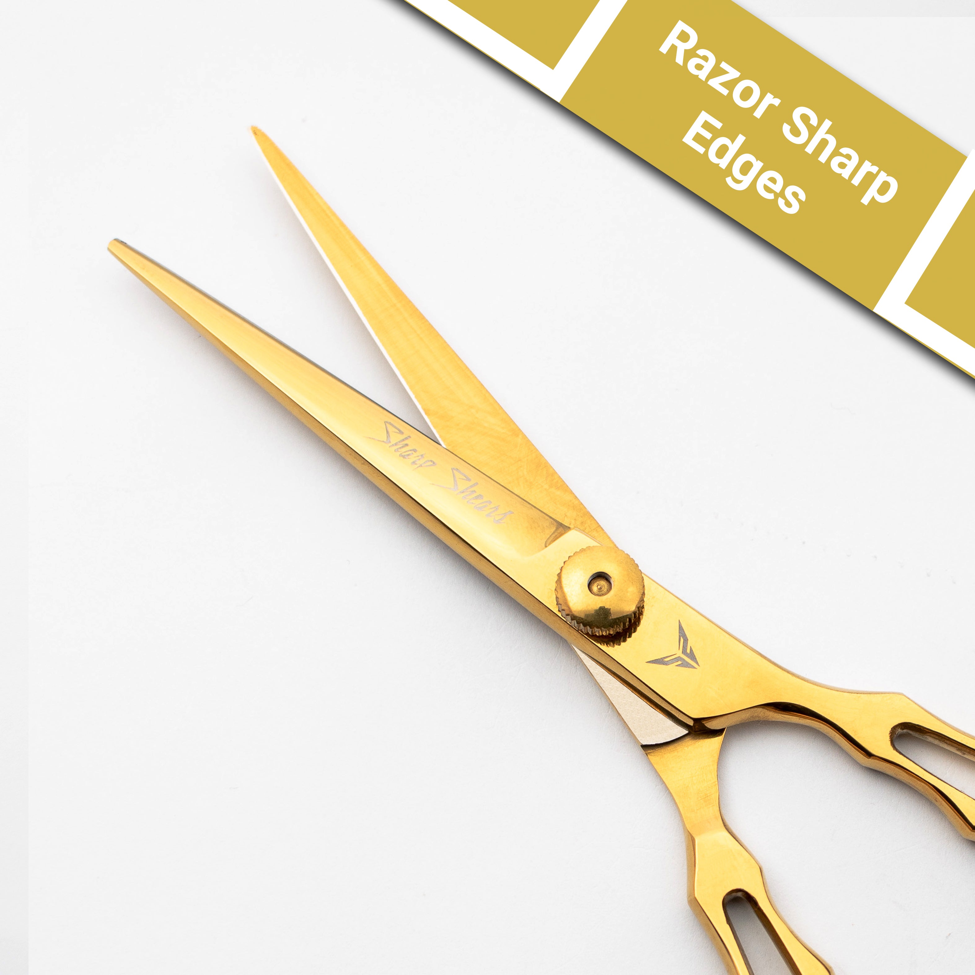 Gold Hair Scissors 6.5" – Professional Japanese Steel Barber Shears for Hairdressers & Stylists with Storage Pouch