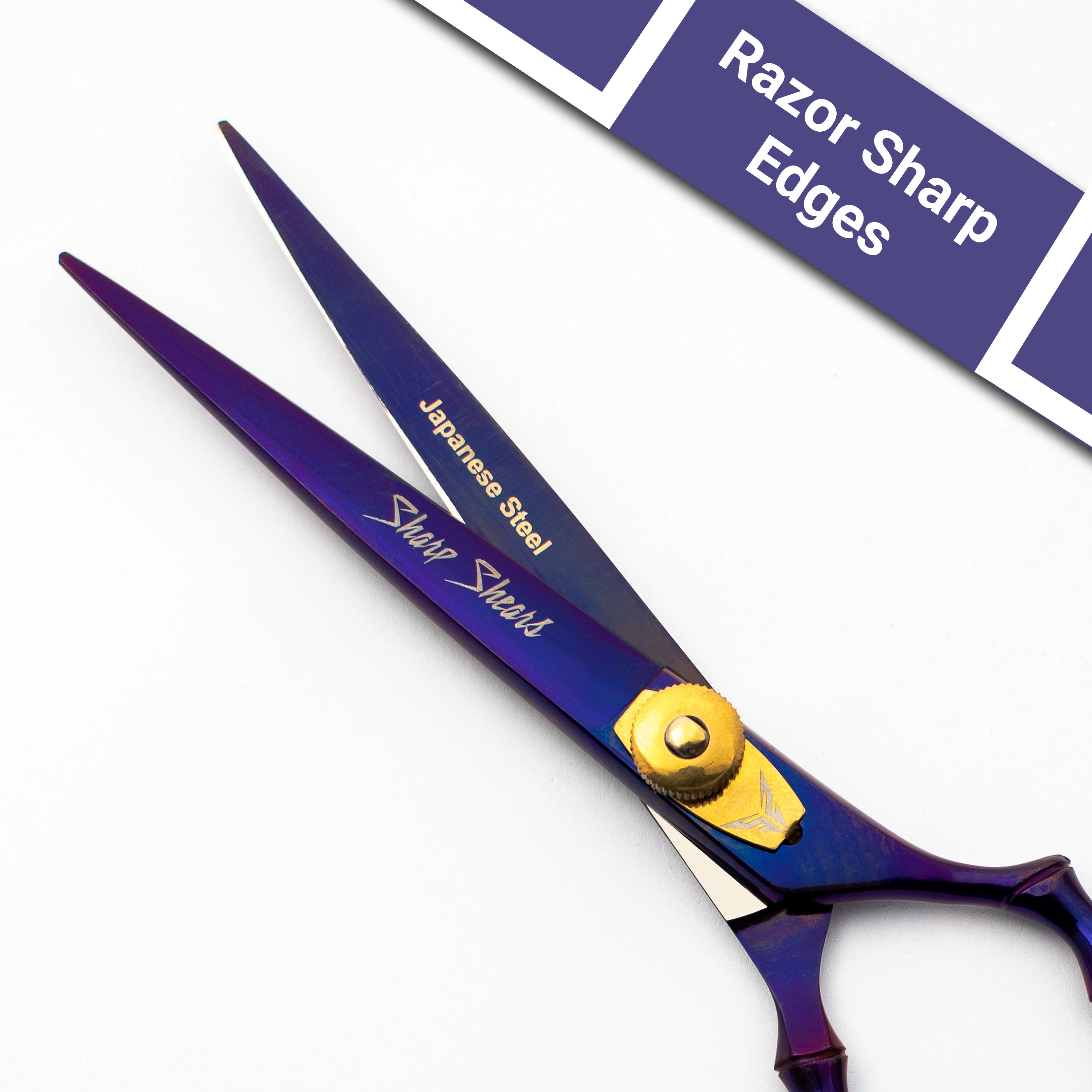 Barber Shears Scissors 6.5" Purple Japanese Steel Professional Hairdressing Tool for Stylists with Storage Pouch