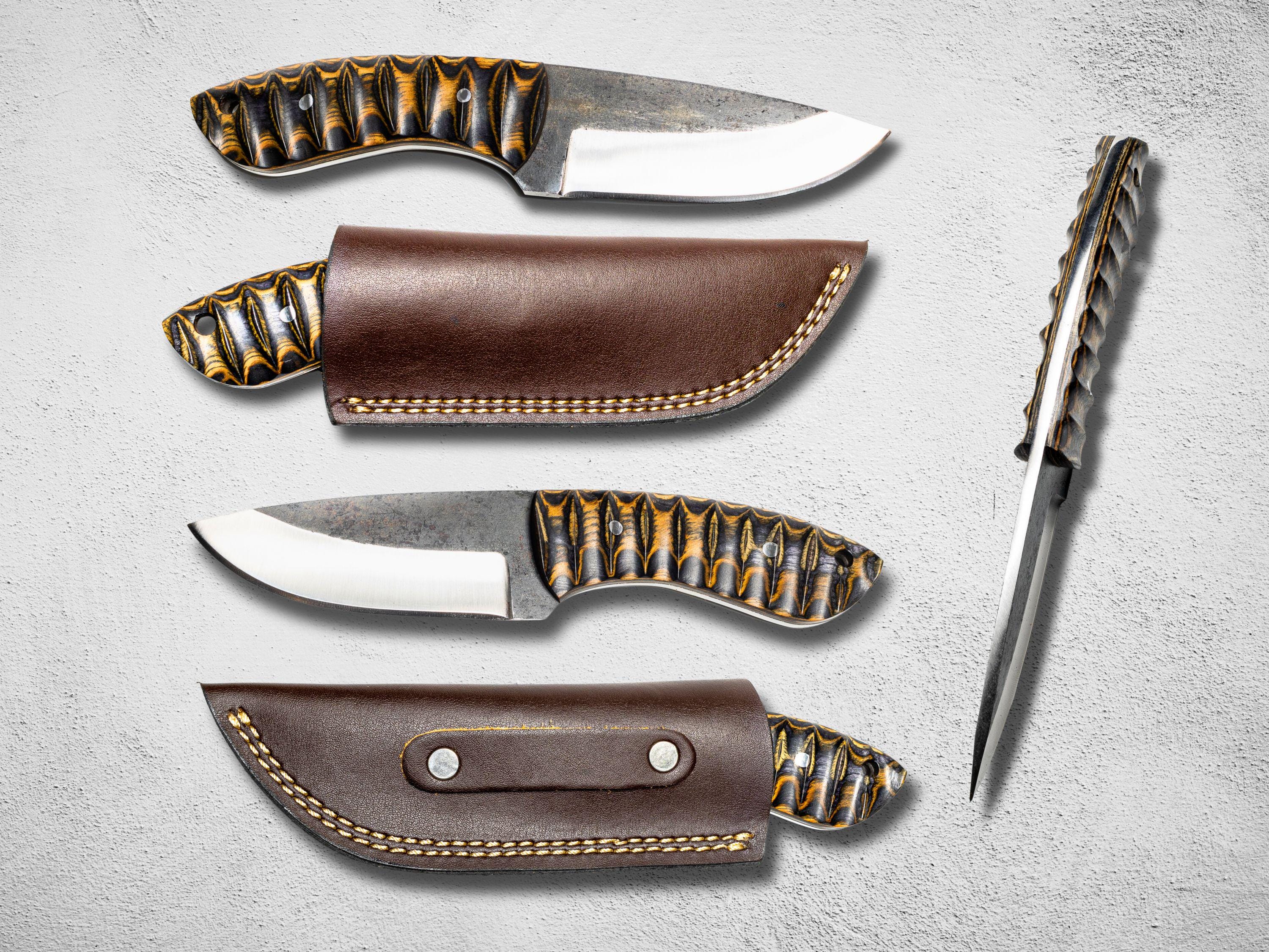 Handmade Stainless Steel Hunting Knife: 4-Inch Blade, Free Leather Sheath