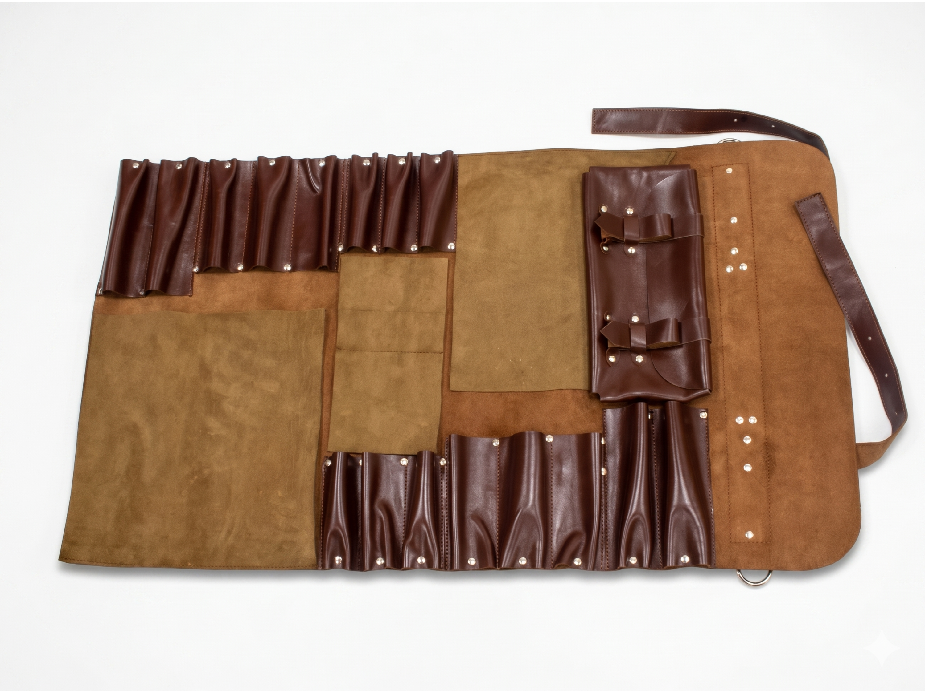 Premium Brown Leather Chef Roll – 16-Slot Knife Holder, Portable Cutlery Storage, Travel Kitchen Wrap Bag, Gift for Professional Chefs & Culinary Enthusiasts (Copy)