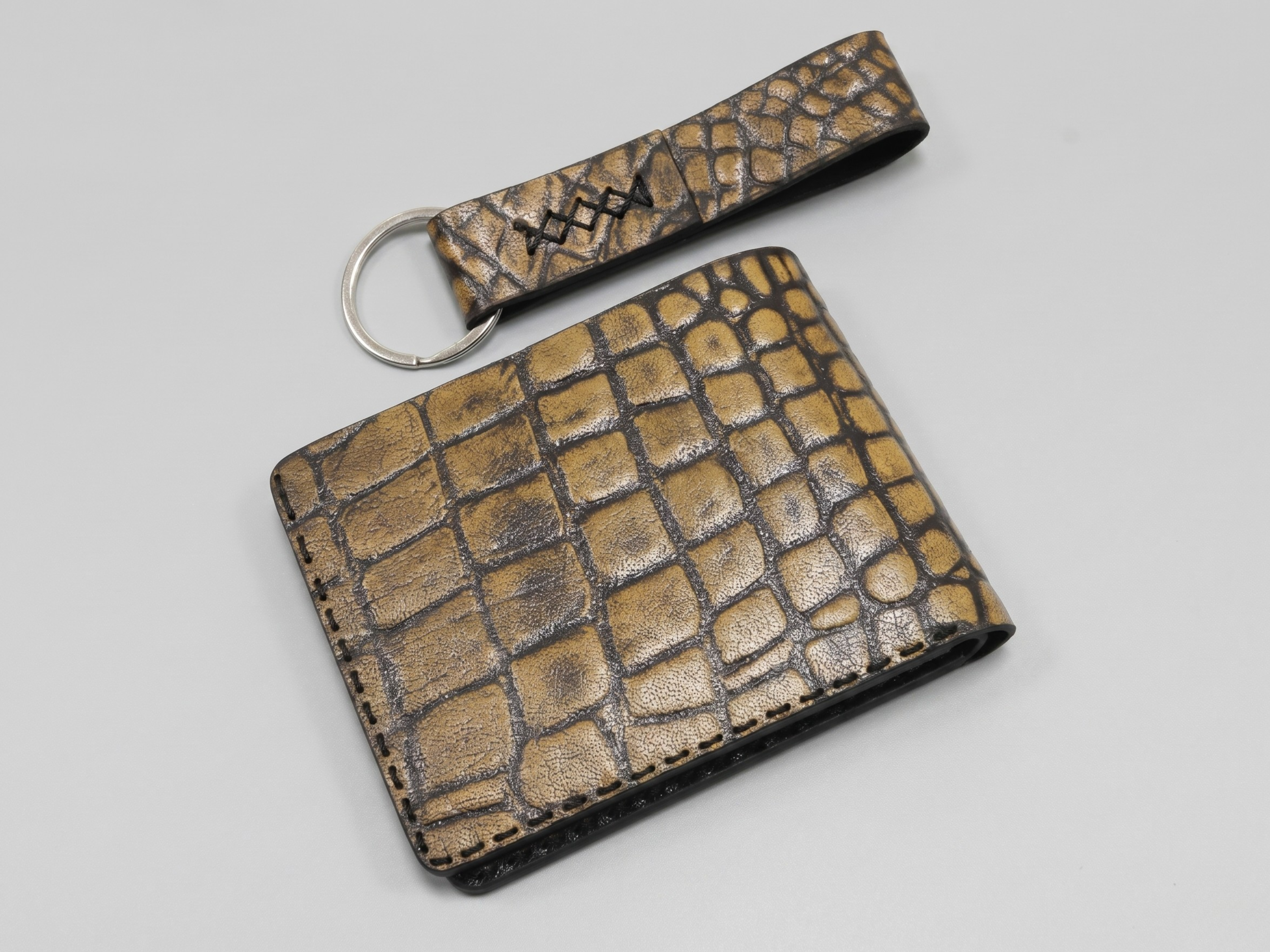 Customized handmade crocodile leather wallet for mens boyfriend gift bifold slim card holder engraved wallets birthday gifts for him