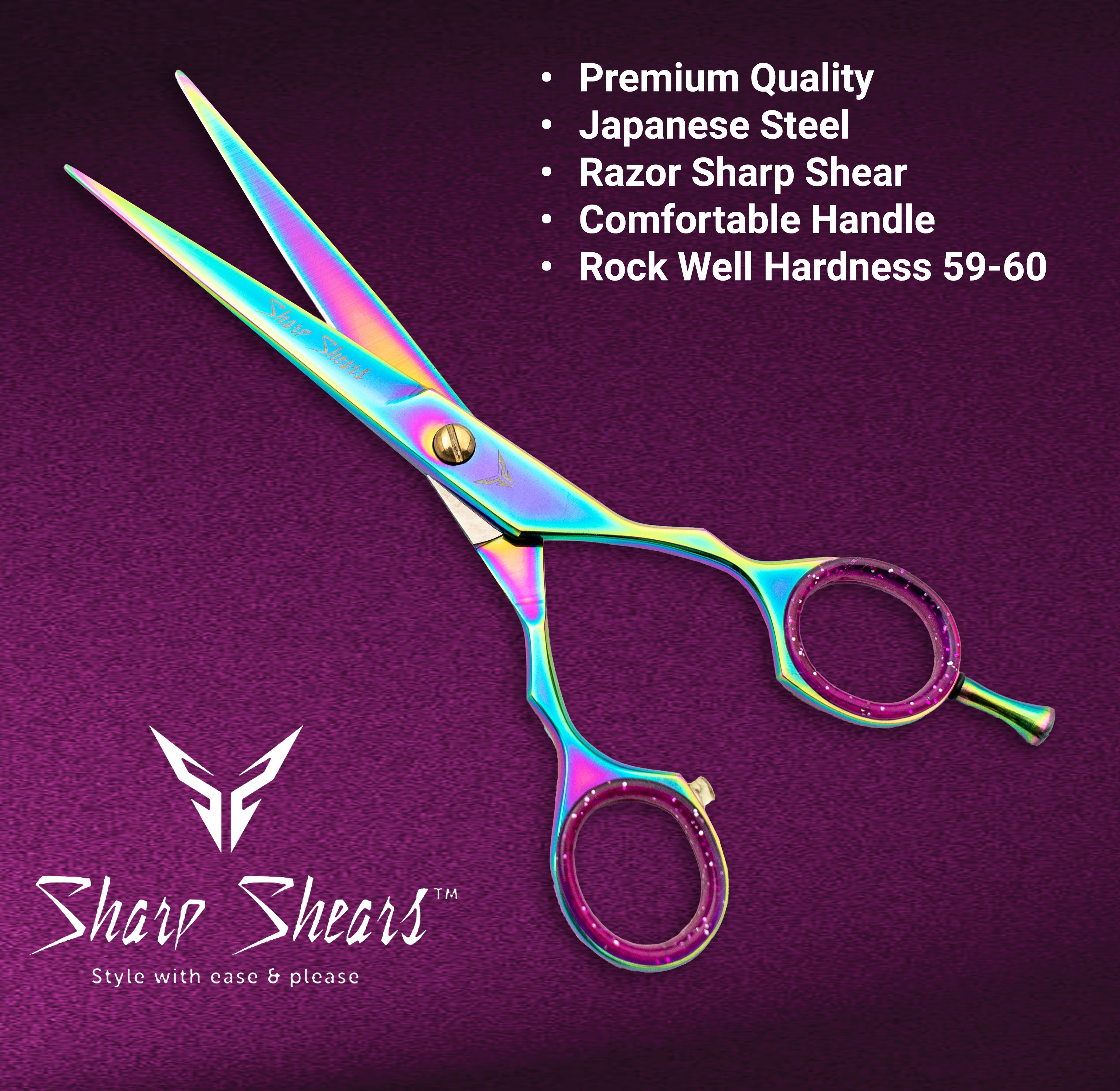 Rainbow Hair Scissors for Cutting Hair 6.5" – Affordable Professional Barber Shears | Best-Rated Styling Tool with Storage Pouch