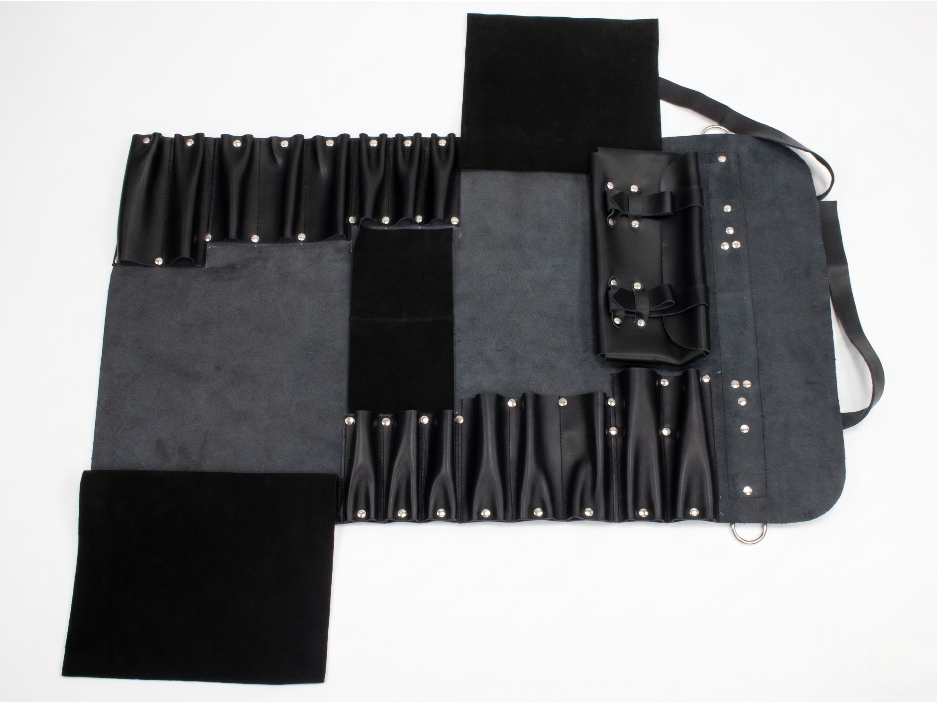 Premium genuine leather knife roll 16 slots of portable cutlery knife travel and storage bag wrap holder kitchenware birthday gifts for chef