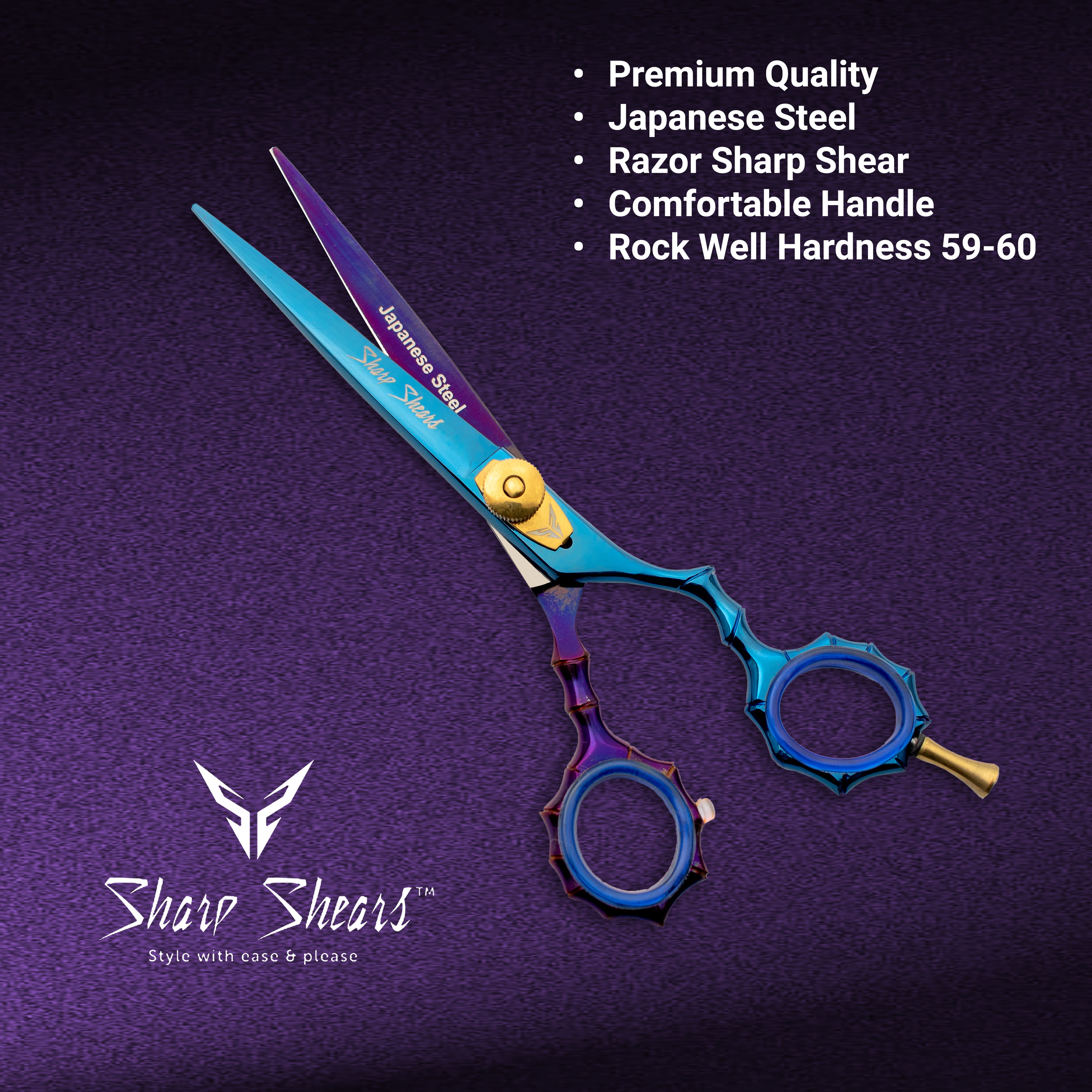 Professional Hairdressing Scissors 6.5 inch Japanese Steel Barber Shears for Hair Stylists with Storage Pouch