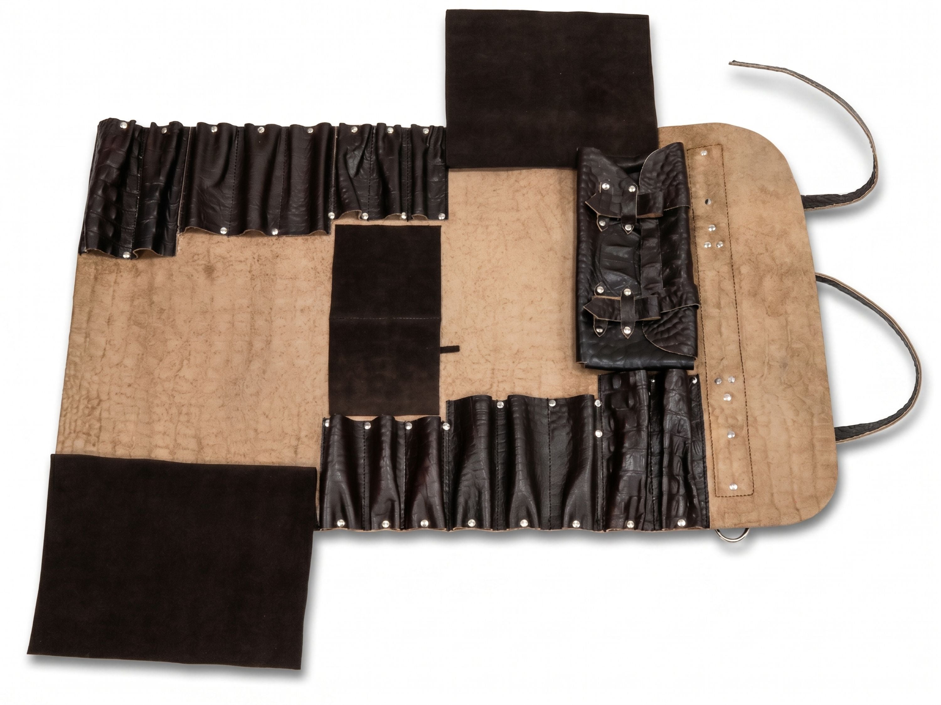 Crocodile real leather knife roll 16 slots of portable cutlery knives bag roll with long stripes kitchen accessories graduation gifts