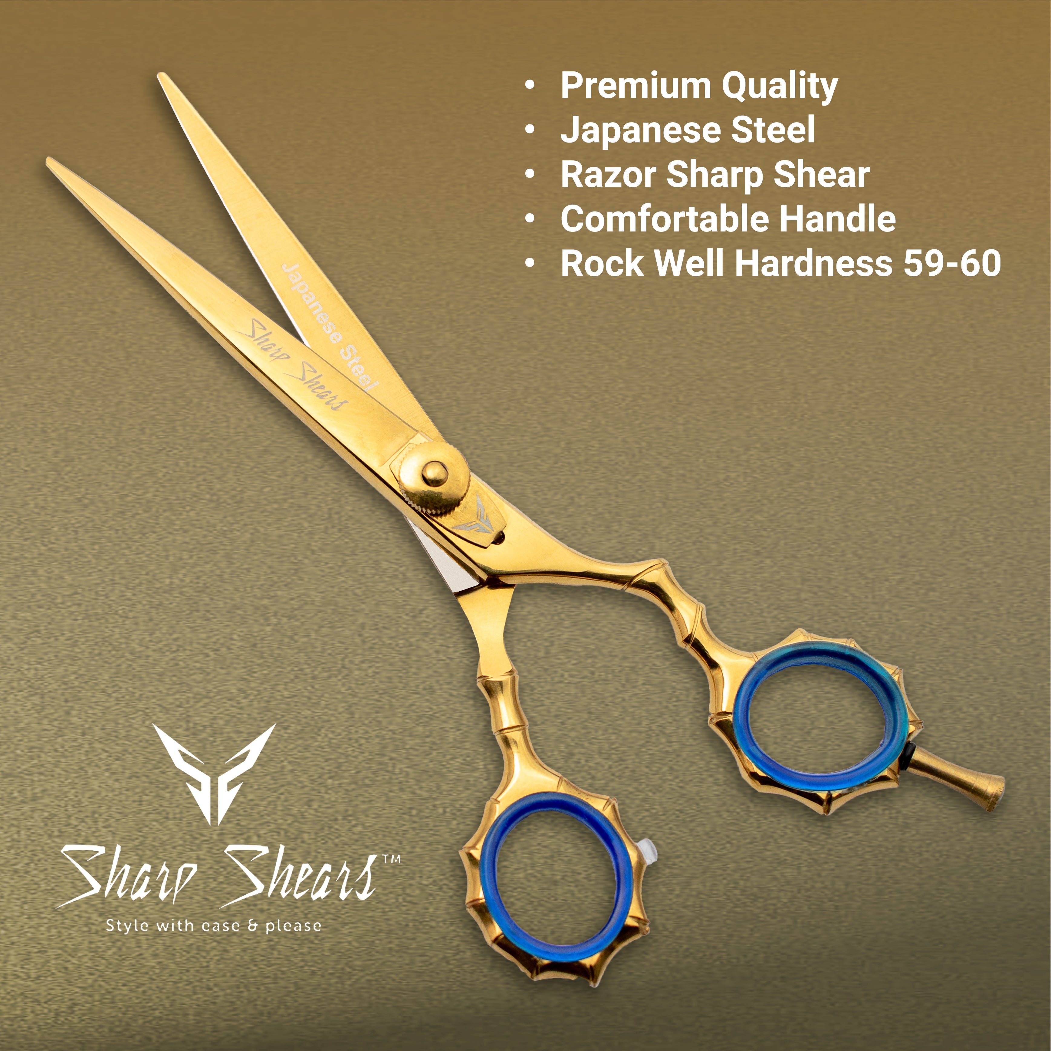 Japanese Steel Hair Cutting Scissors 6.5 Inch Professional Barber Shears for Hairdressers & Stylists with Storage Pouch