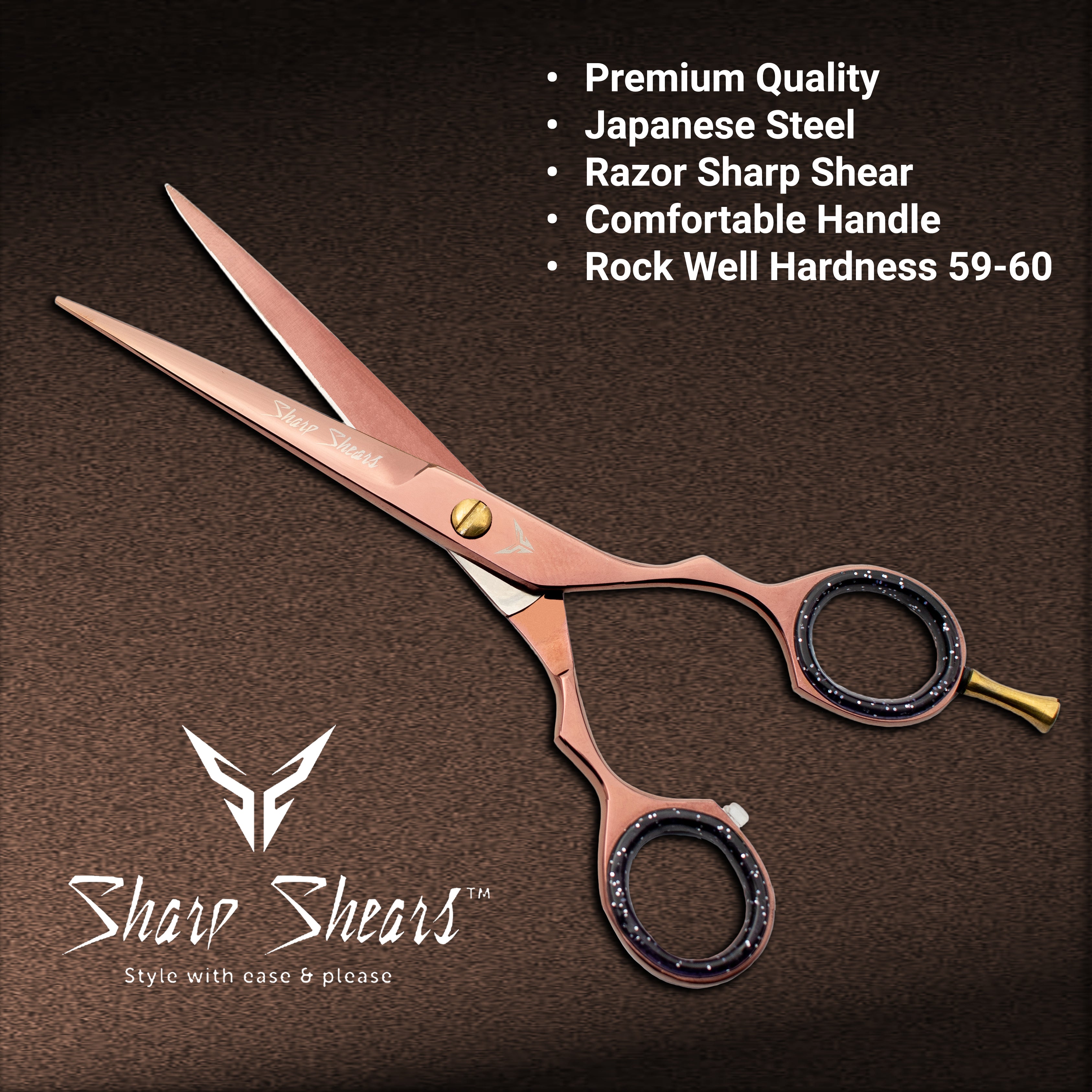 Rose Gold Hair Cutting Scissors 6.5" Rose Gold  – Professional Barber Shears for Salon Use | Hair Stylist Gift Idea with Storage Pouch