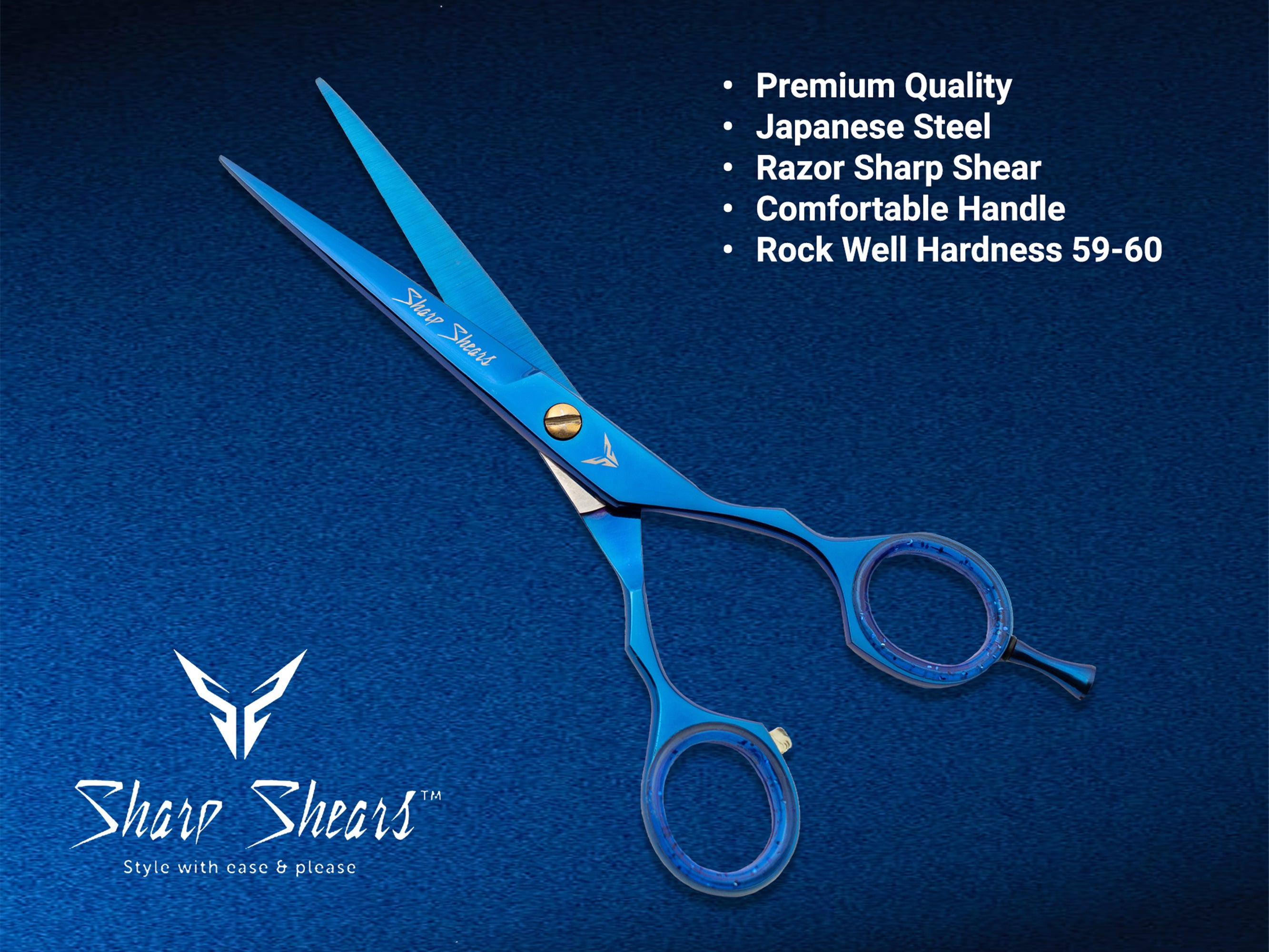 Professional Blue Hairdresser Scissors – 6.5" Japanese Steel Barber Shears for Stylists & Salon Use with Ergonomic Grip
