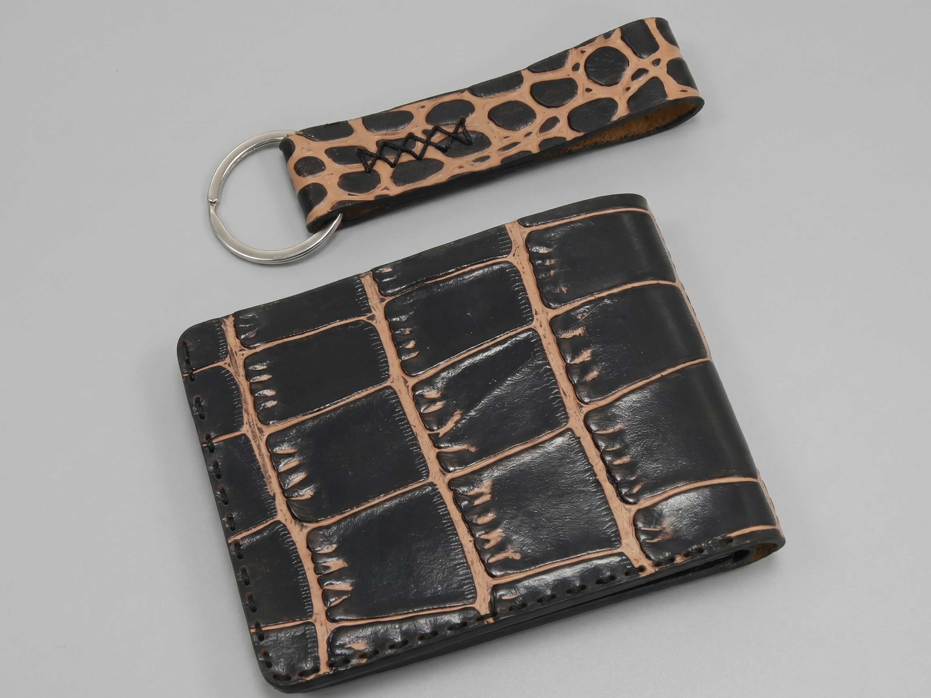 Handmade crocodile Leather Bifold Wallet for men's bifold slim card holder with money clips exotic wallets fathers day gifts for him