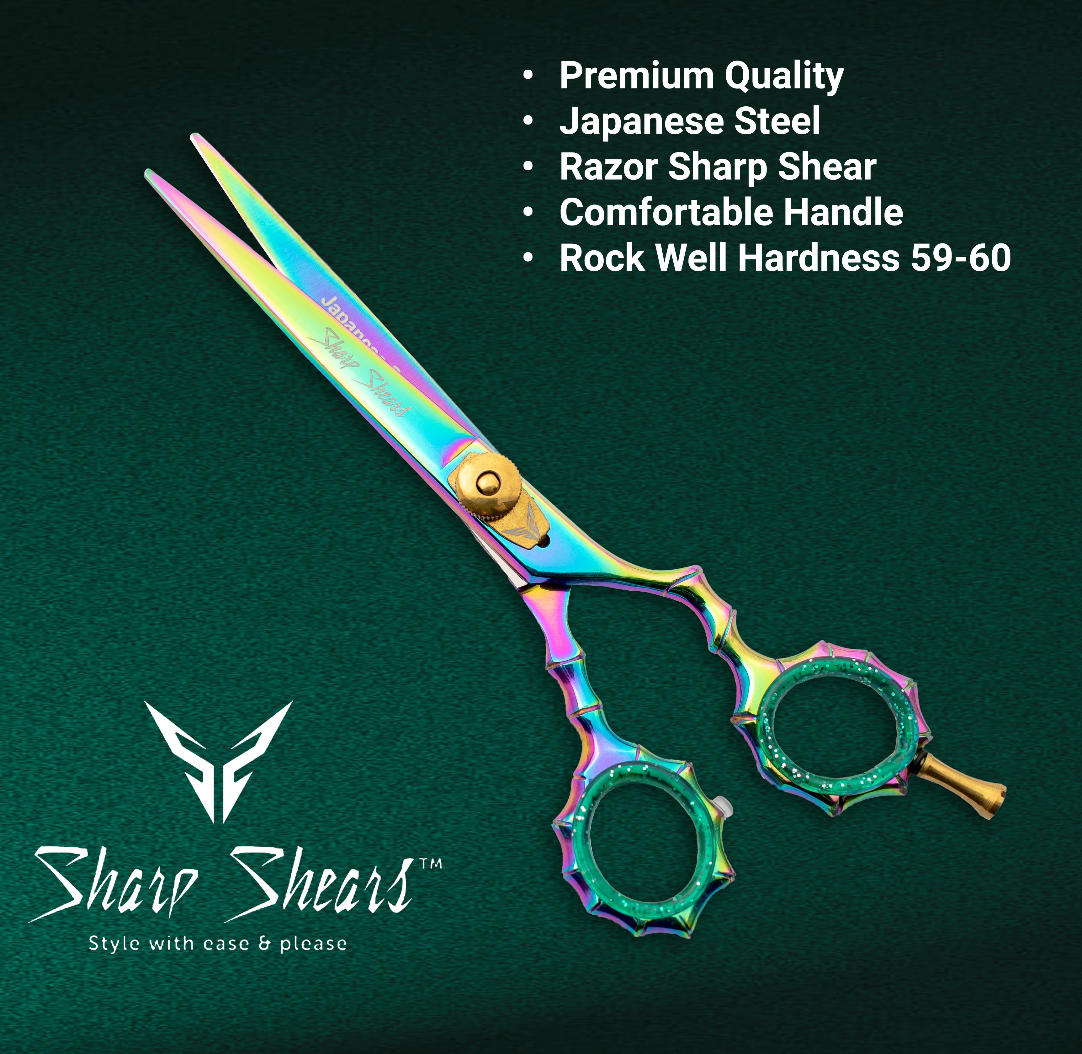 Rainbow Barber Shears Scissors 6.5" Japanese Steel Hairdressing Scissors for Hair Stylists & Barbers with Storage Pouch