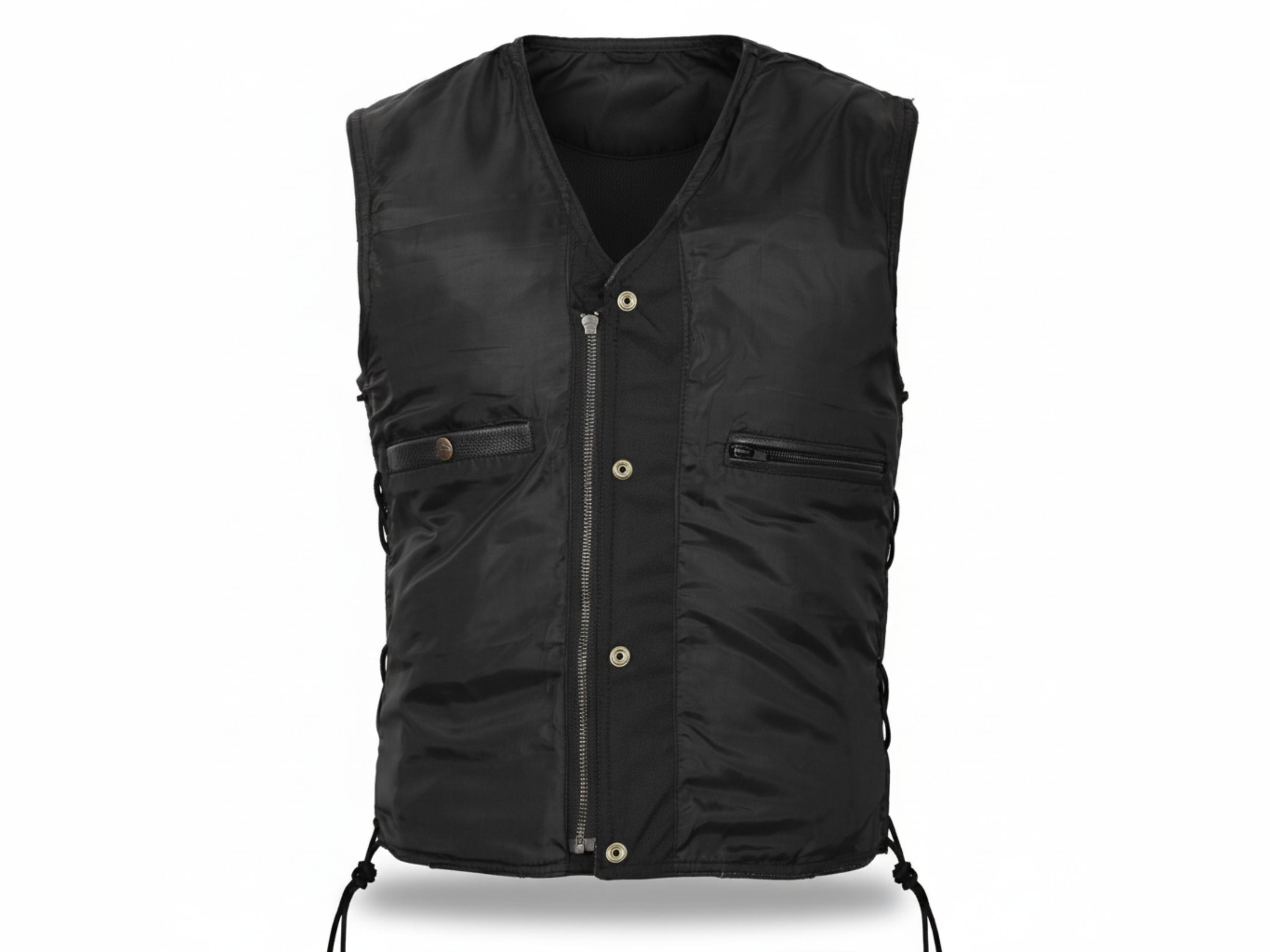 Outlaw Men's Denim style buffalo Leather vest with side laces