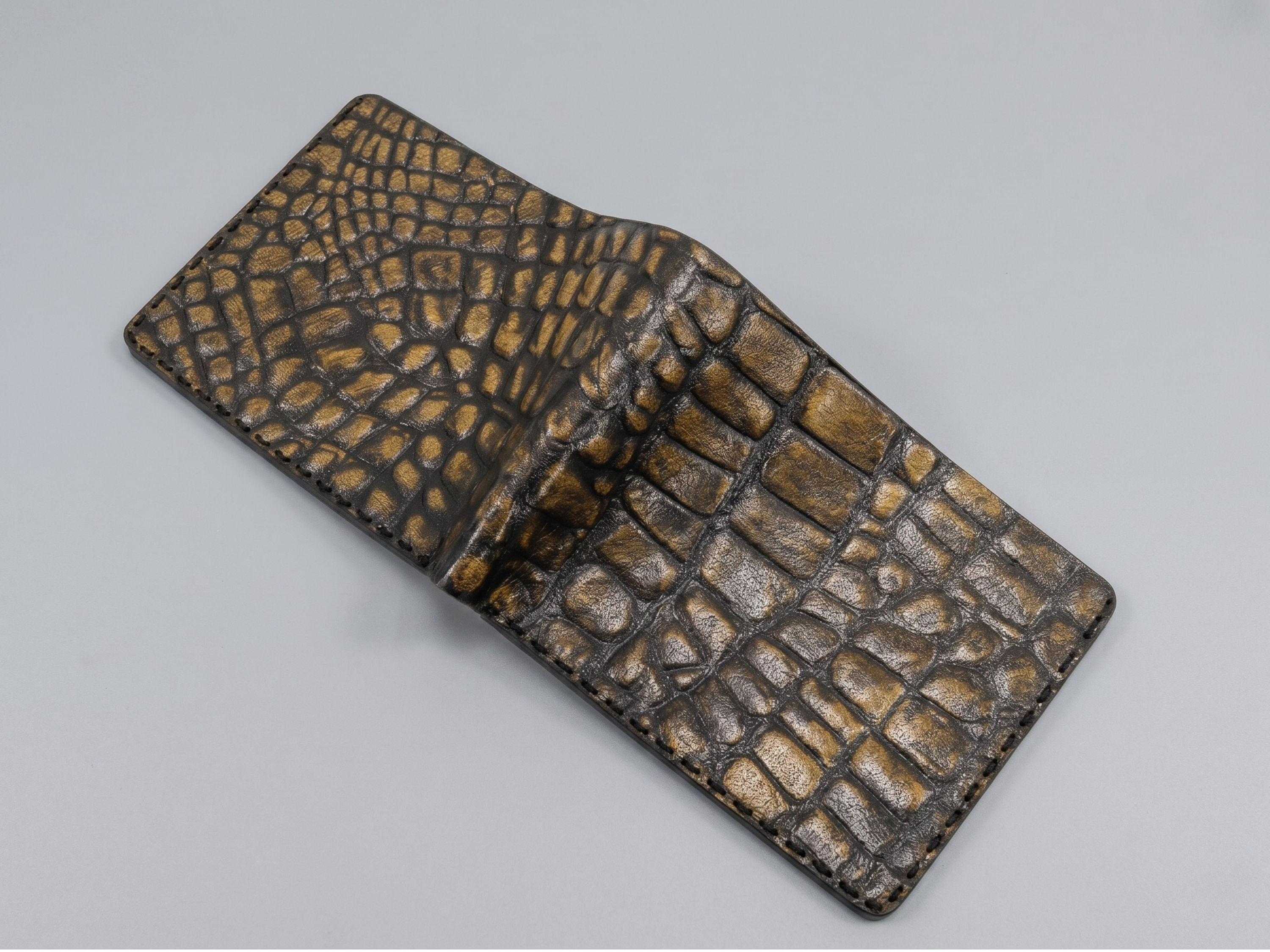 Crocodile leather handmade wallet for mens husband gift bifold slim card holder with key chain engraved wallets anniversary gifts for him