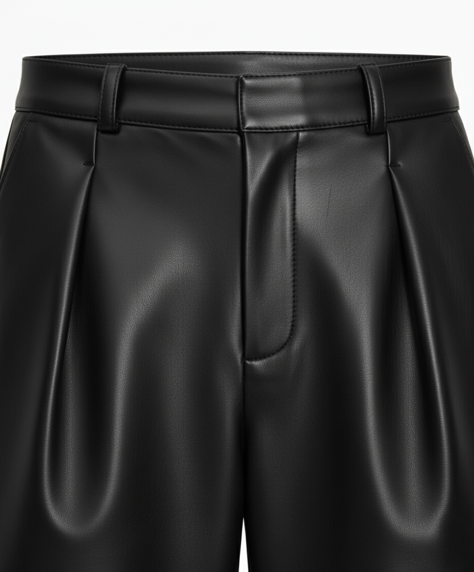 Pleated Leather Pants Luxury Wide Leg Lambskin Trousers | Unique Women’s Style Fall Style Gift Modern Leather Gift for Her