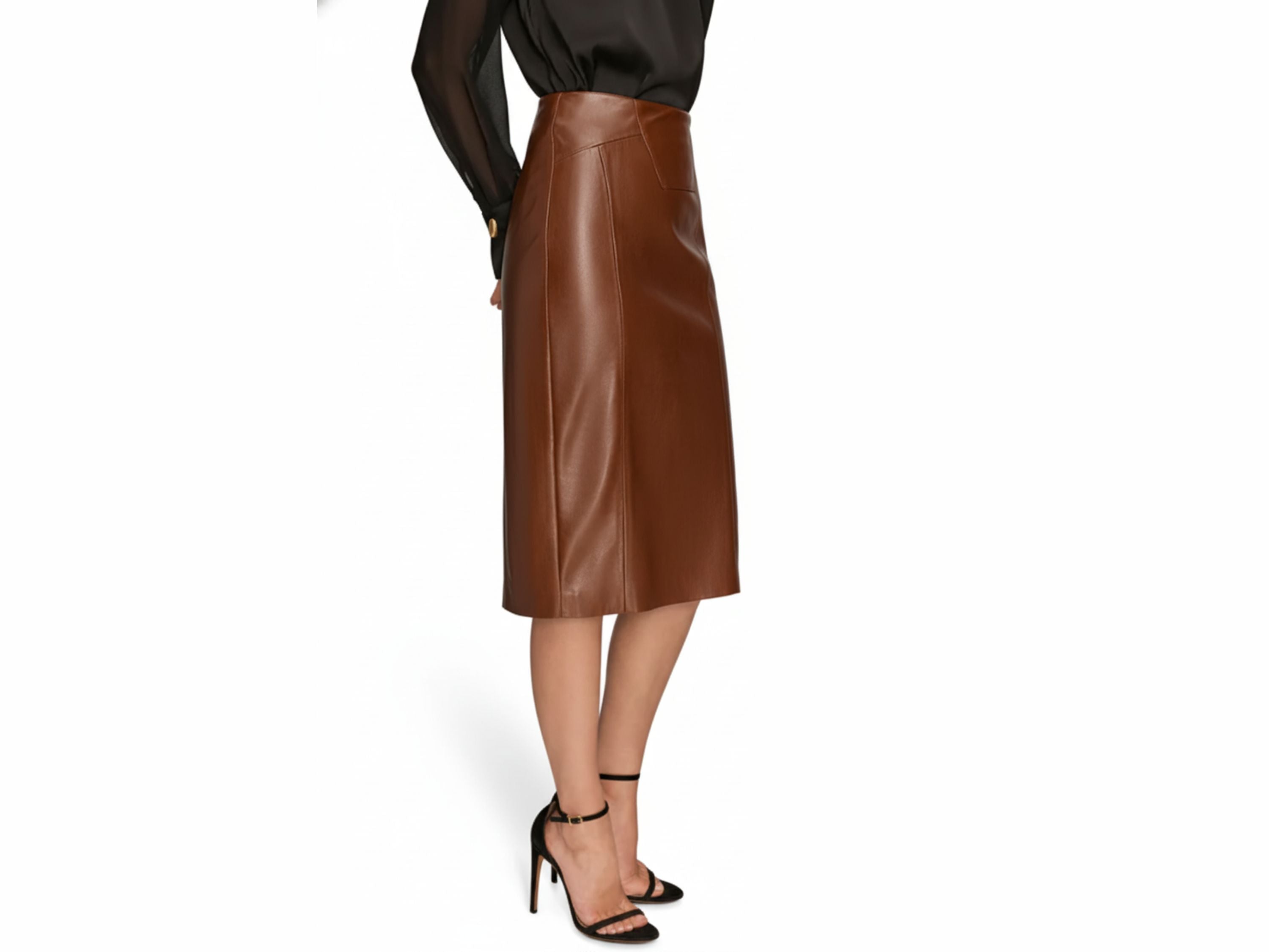 Leather Midi Pencil Skirt – Black & Brown Genuine Leather Skirt, Womens Clothing, anniversary Gift for Her luxury corporate gift