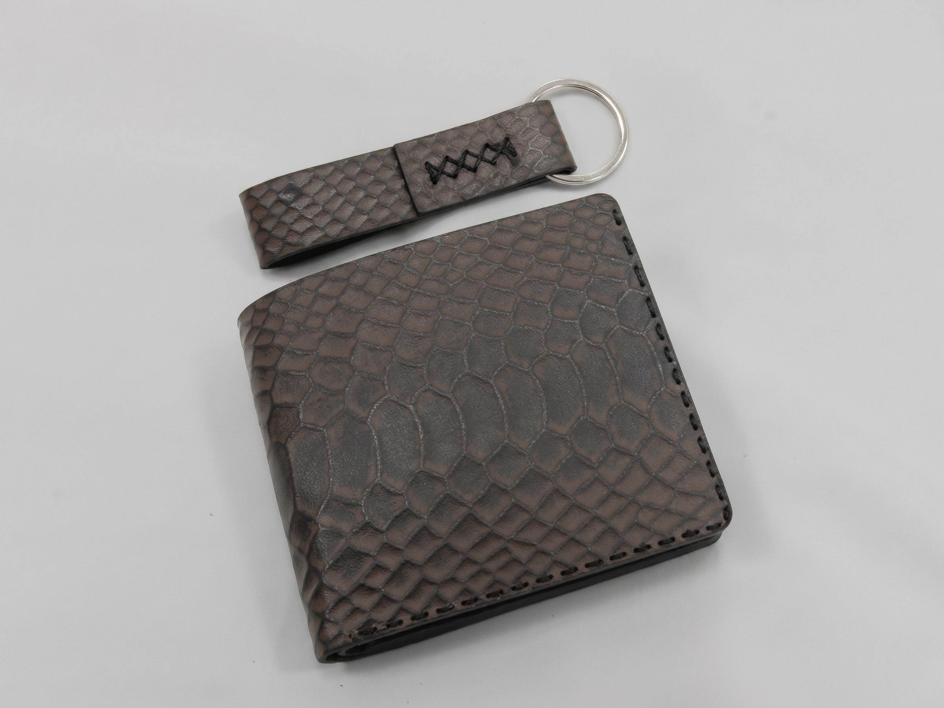 Handmade python snake leather wallet for men's engraved wallets bifold slim card holder with key chains fathers day gifts for dad