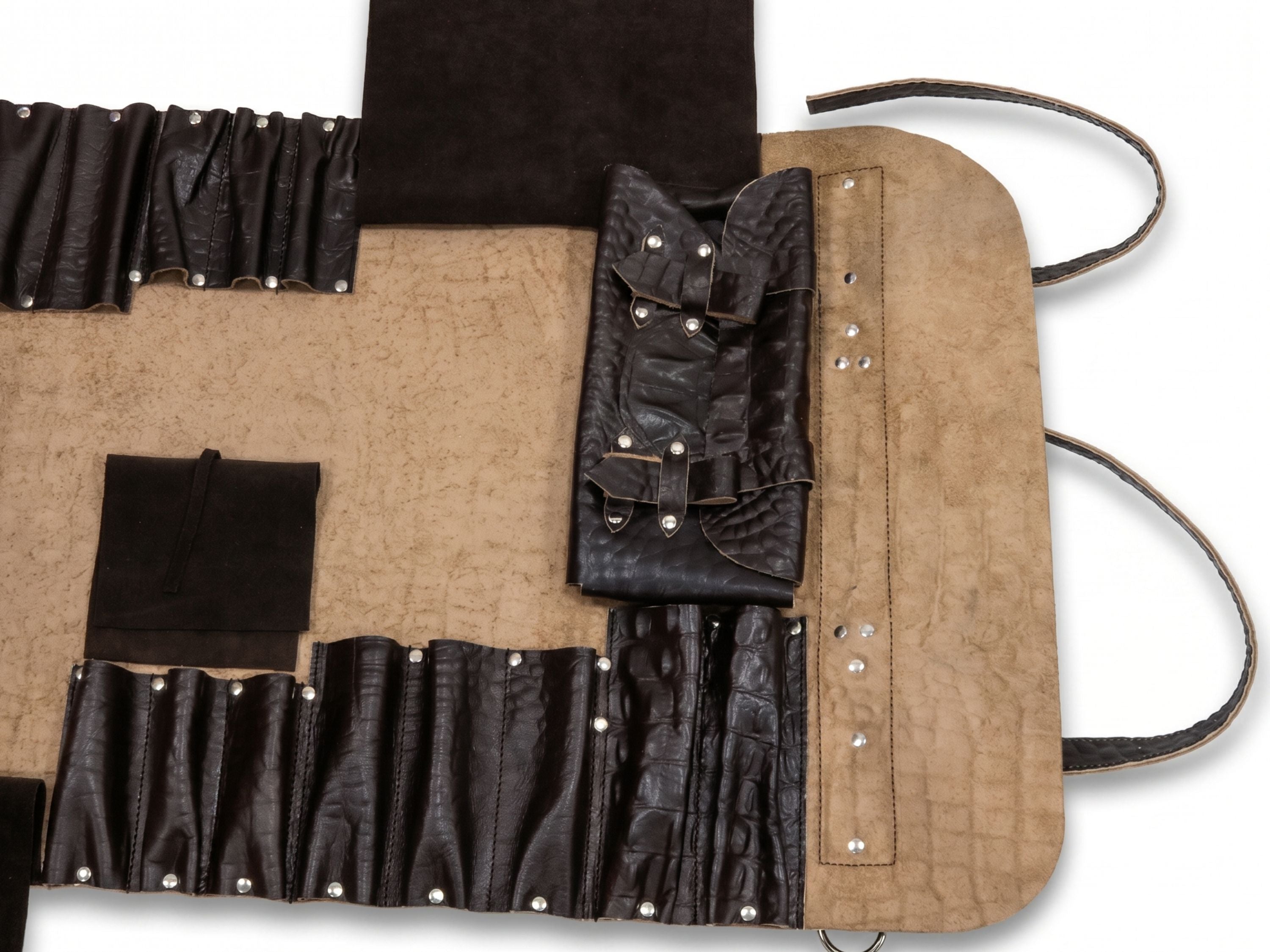 Crocodile real leather knife roll 16 slots of portable cutlery knives bag roll with long stripes kitchen accessories graduation gifts