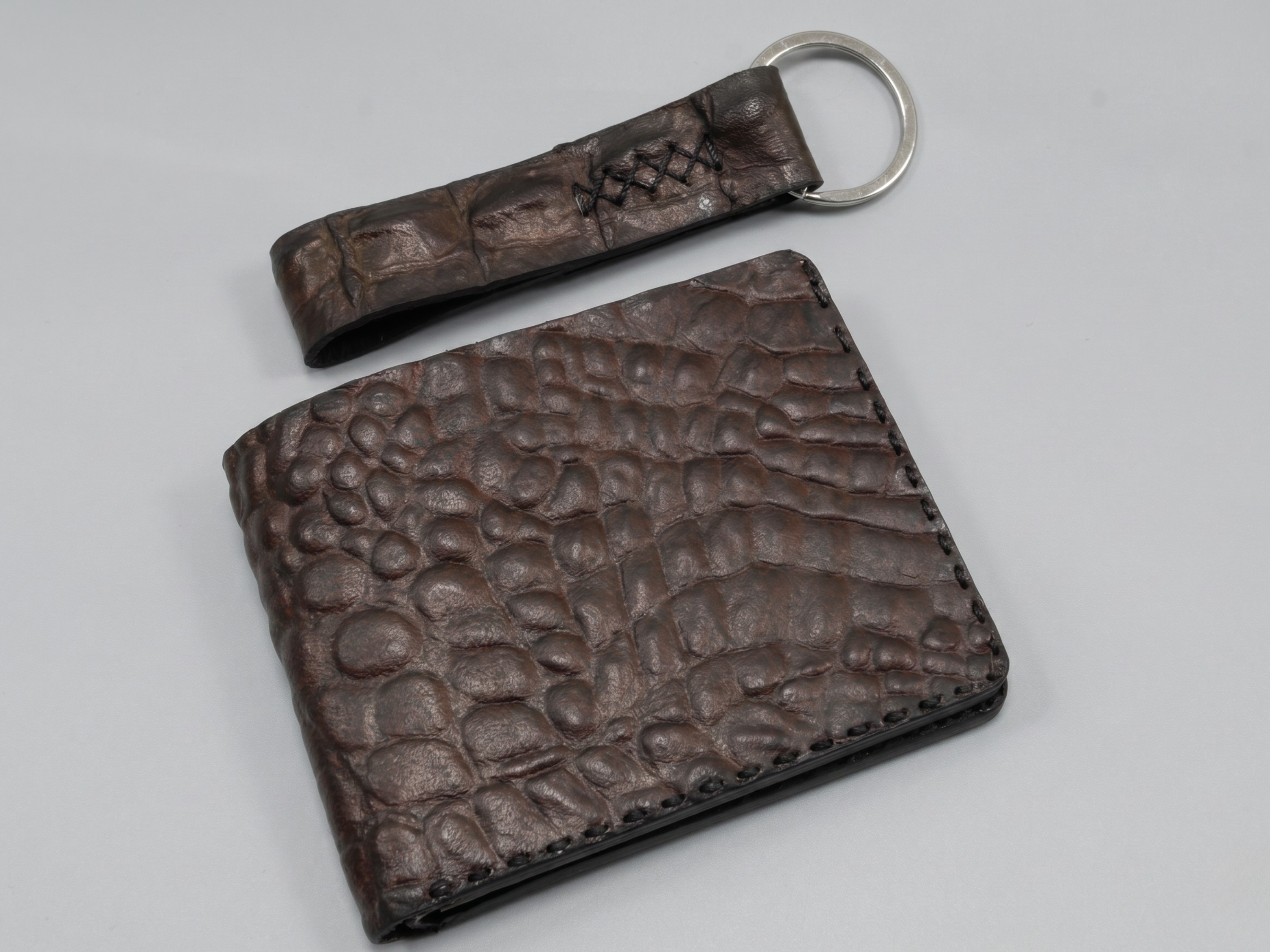 Crocodile Leather Bifold Wallet with key chains handmade wallets slim card holder exotic wallets for men fathers day gifts for him
