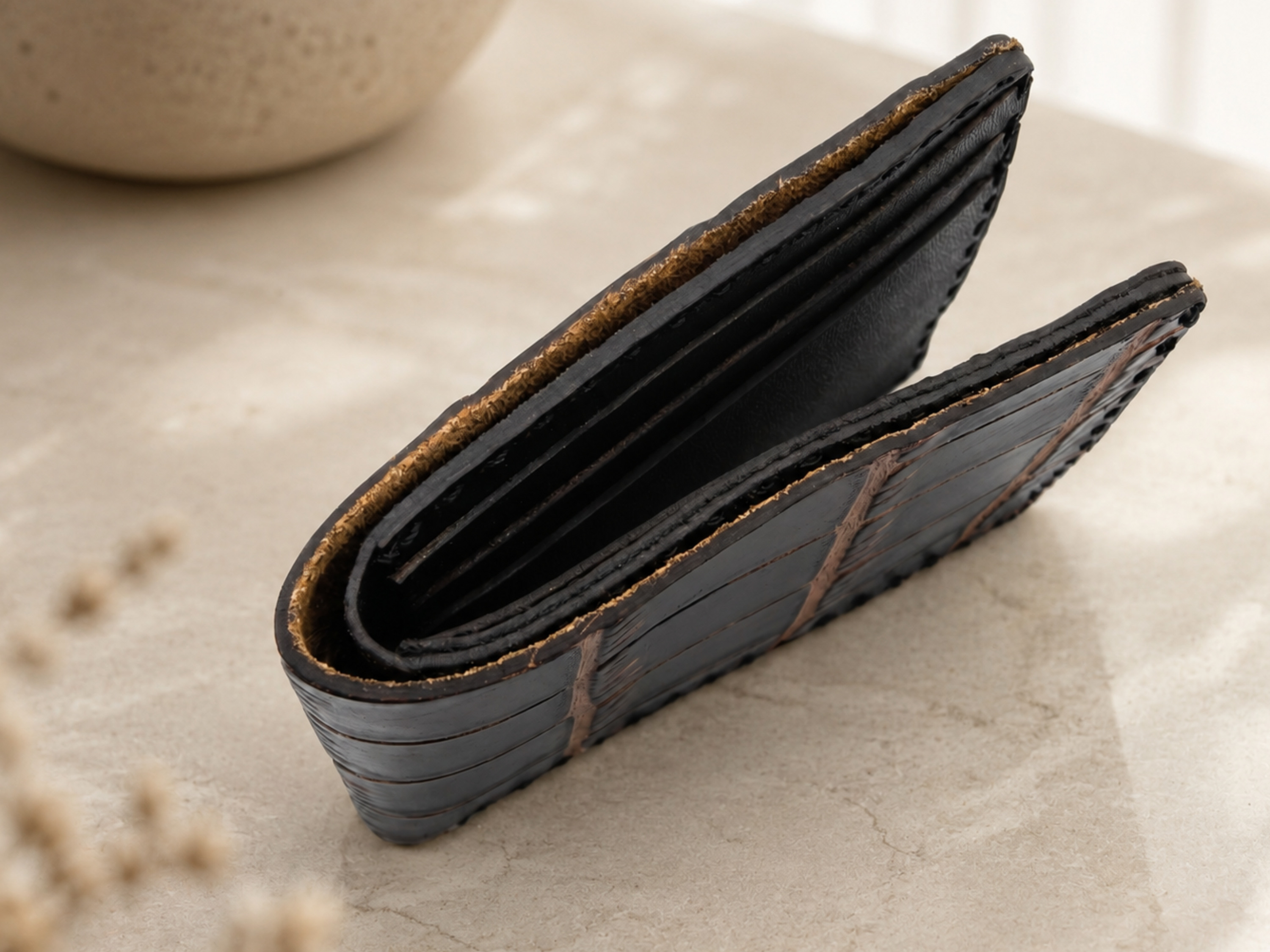 Handmade crocodile Leather Bifold Wallet for men's bifold slim card holder with money clips exotic wallets fathers day gifts for him