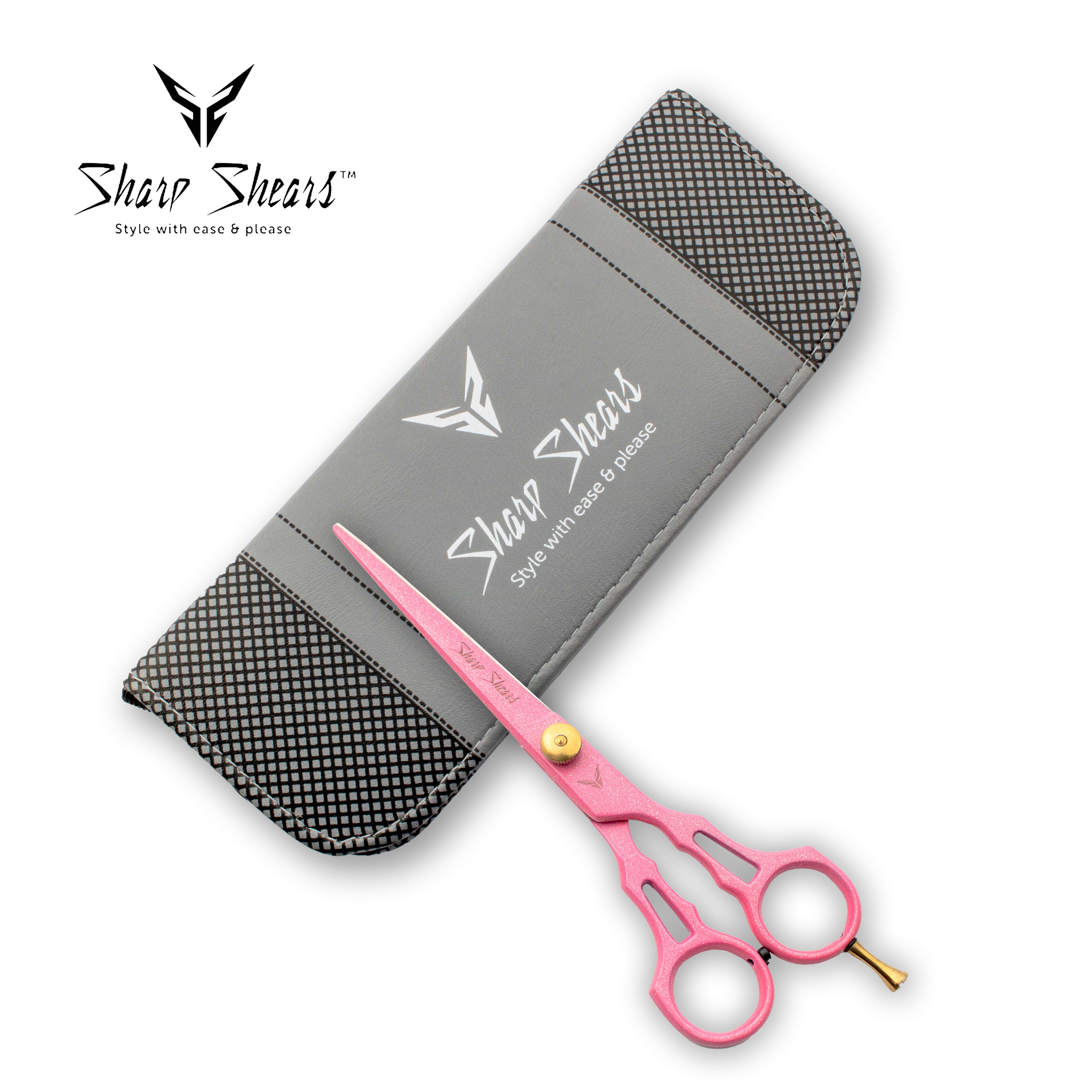 Hairdressing Scissors 6.5" Pink – Professional Japanese Steel Hair Cutting Shears for Stylists & Barbers with Storage Pouch