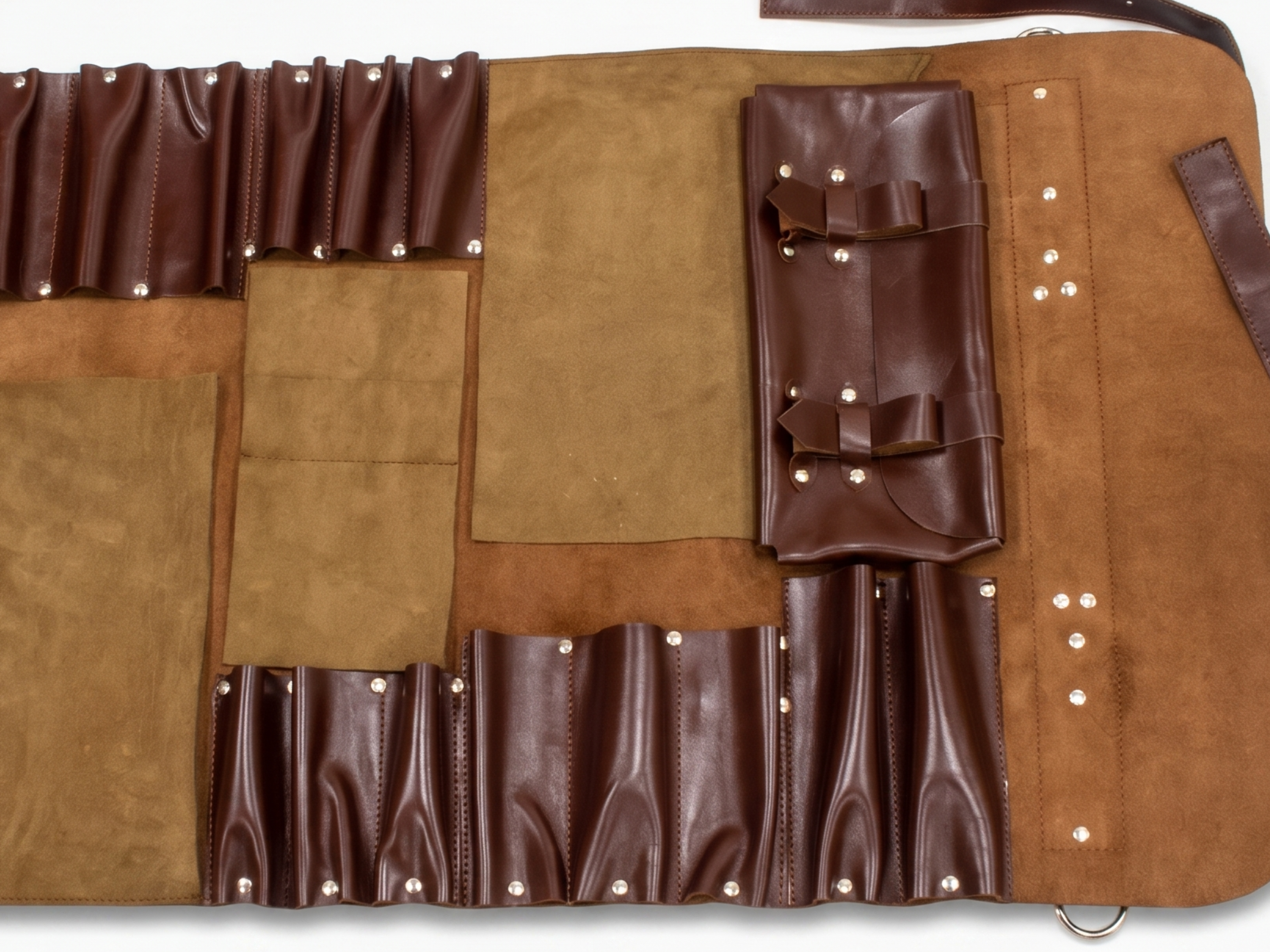 Premium Brown Leather Chef Roll – 16-Slot Knife Holder, Portable Cutlery Storage, Travel Kitchen Wrap Bag, Gift for Professional Chefs & Culinary Enthusiasts (Copy)