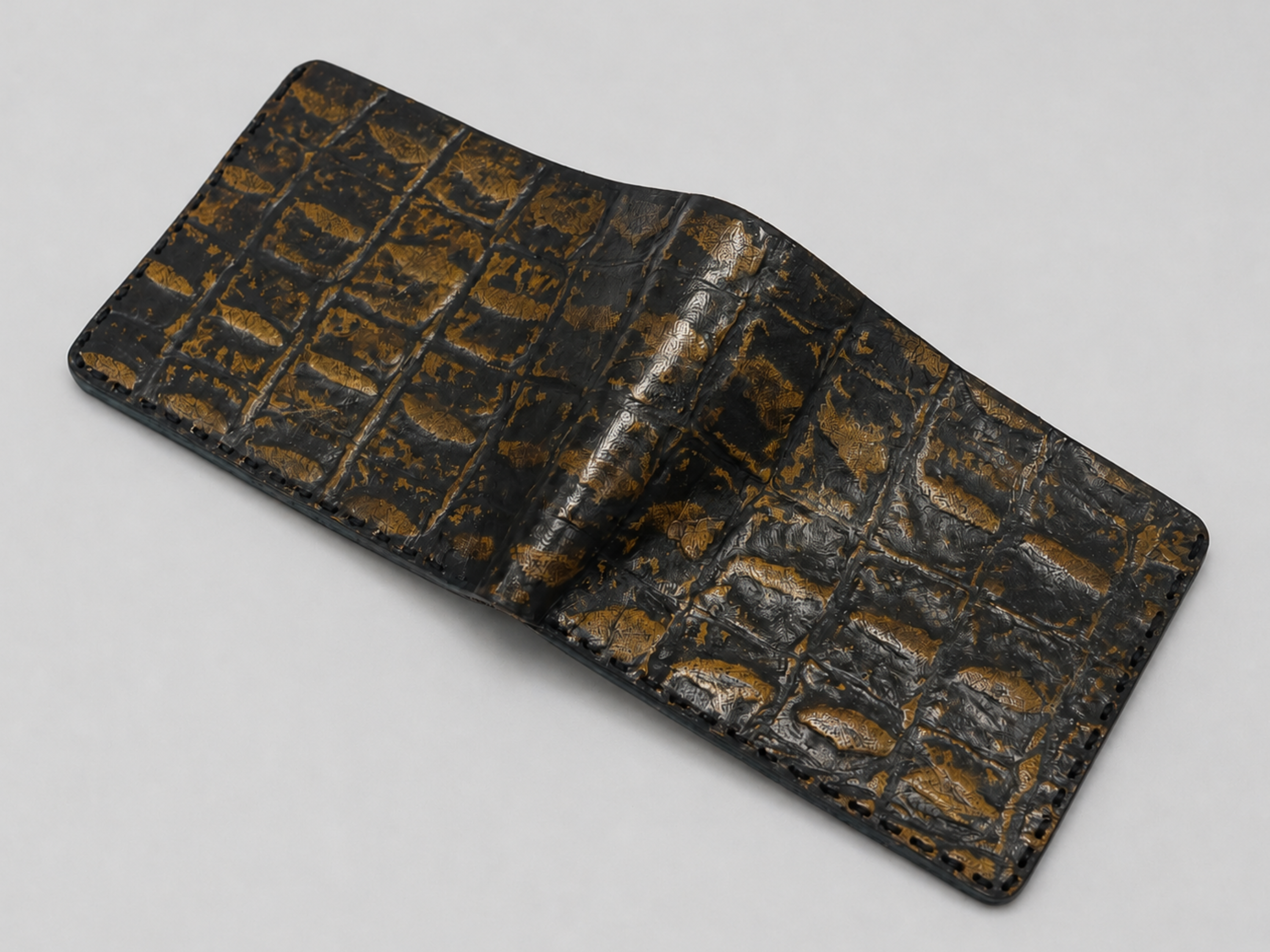 Leather crocodile handmade Bifold Wallet for men's wedding gift slim card holder with key chains exotic wallets gifts for him
