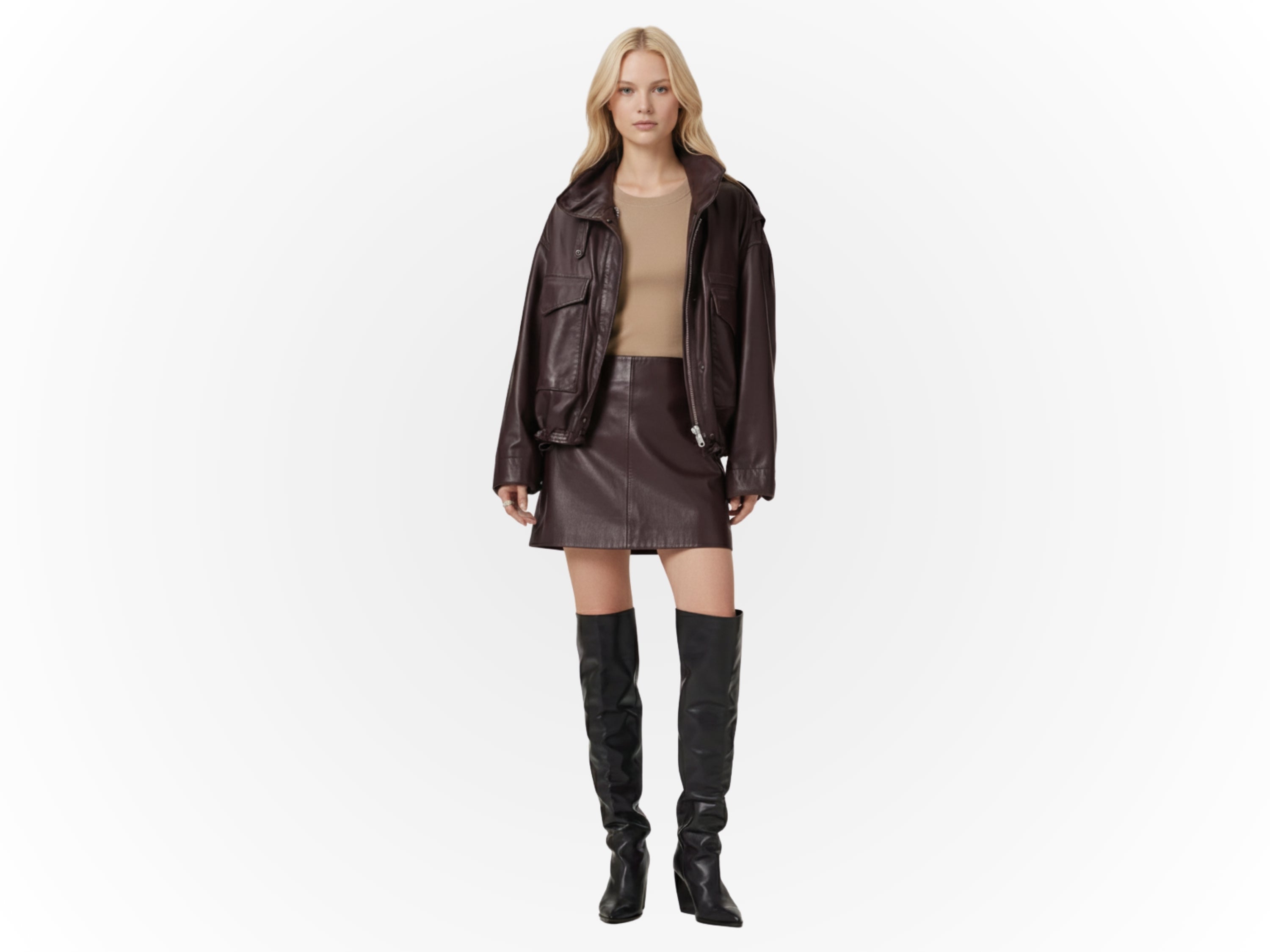 Women’s Mini Skirt Genuine Leather – Soft Nappa, Handmade Black, Silver & Burgundy Skirt | Slim Fit Party Dress | Real Leather Gift for Her