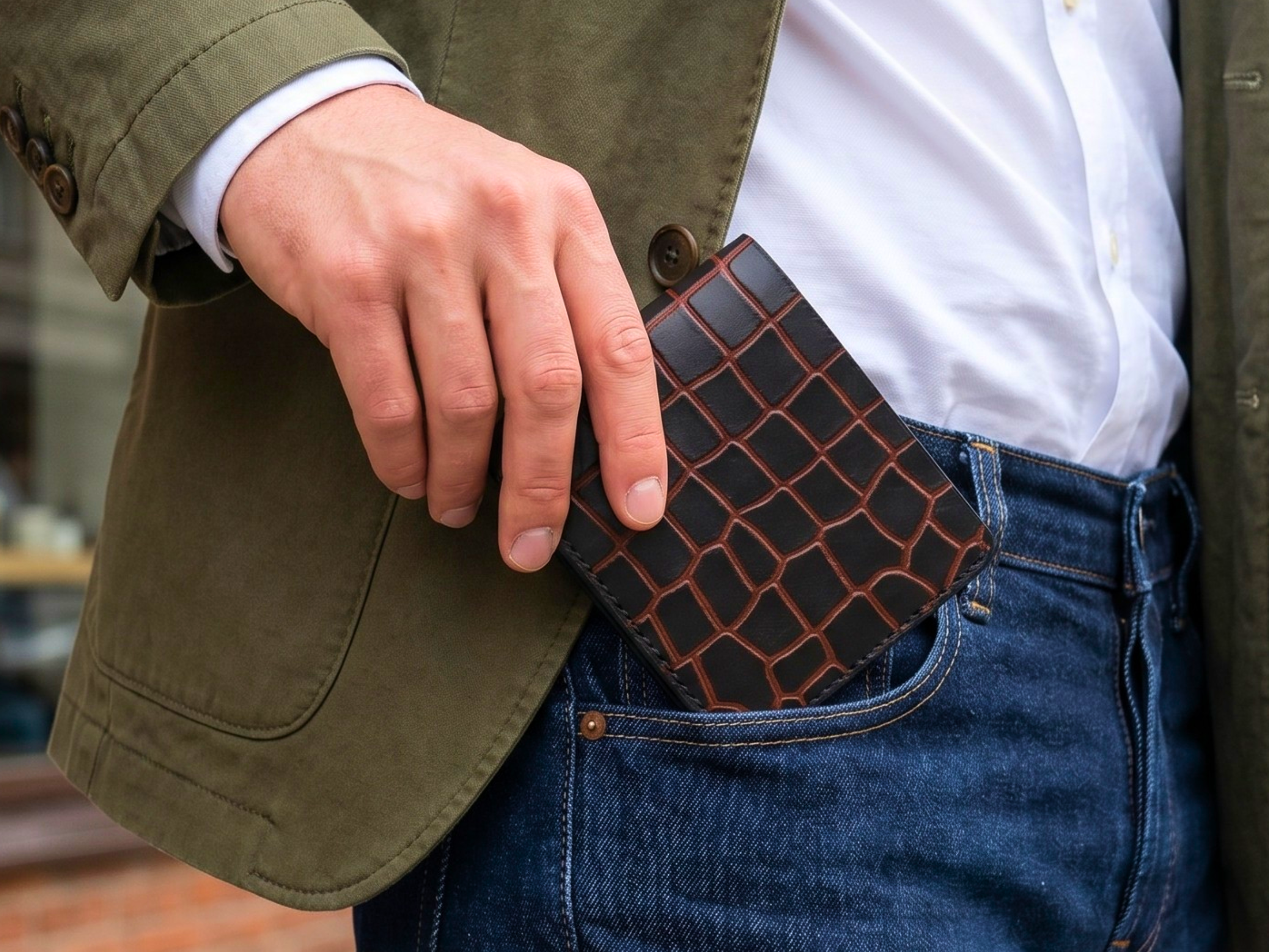 Premium crocodile leather wallets with key chain handmade wallets bifold slim card holder exotic wallets professional gifts for him