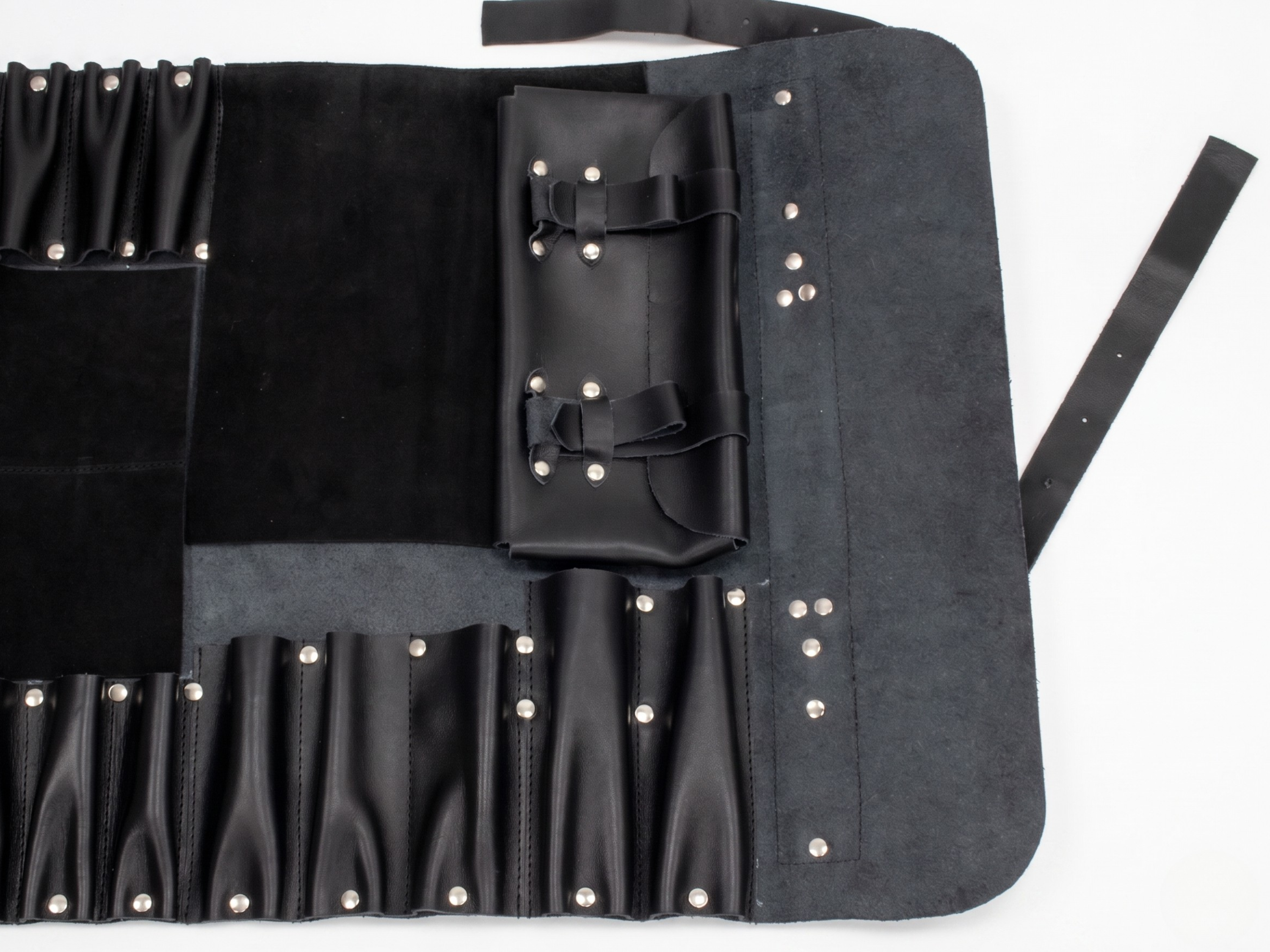 Premium genuine leather knife roll 16 slots of portable cutlery knife travel and storage bag wrap holder kitchenware birthday gifts for chef