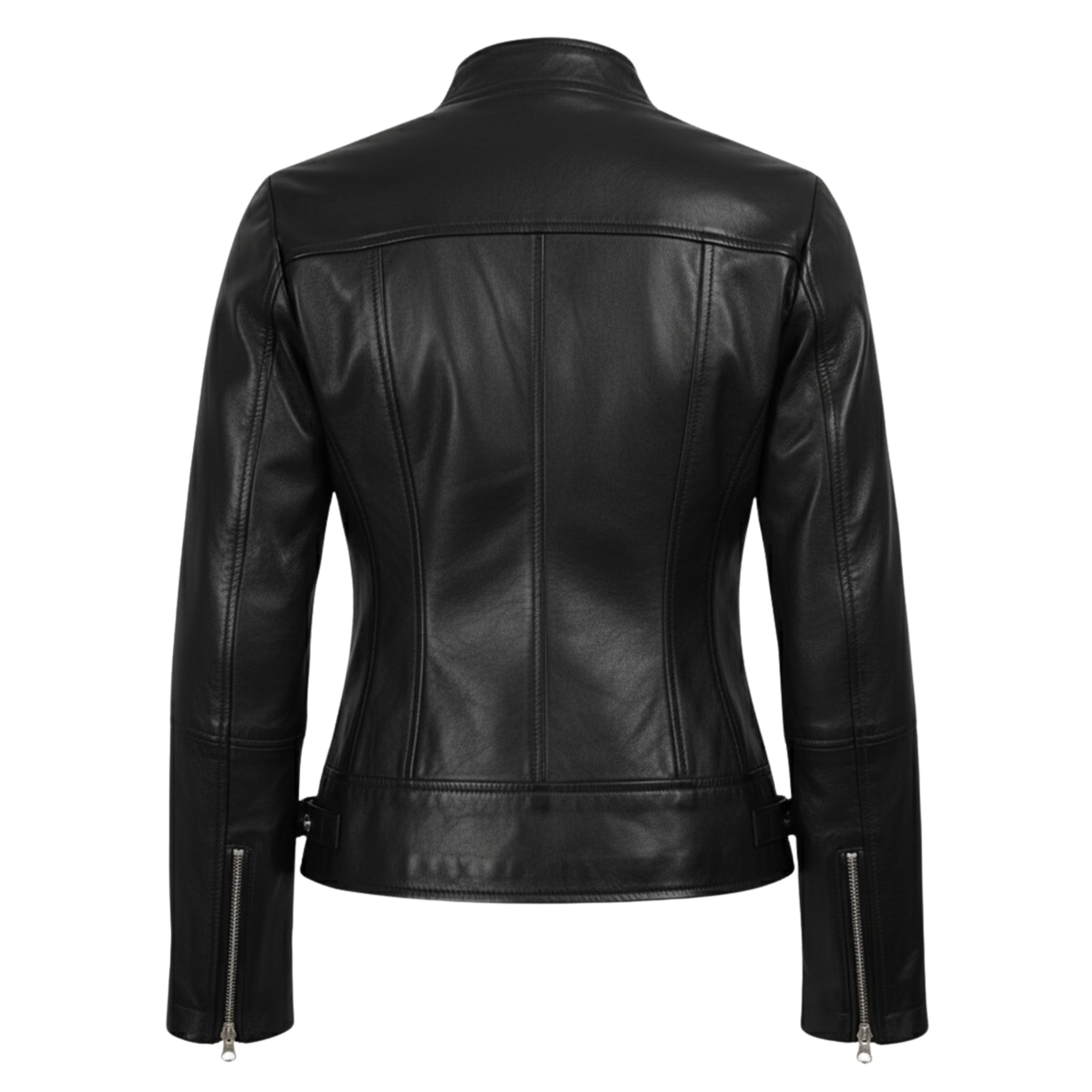 Women’s Black Slim Fit Biker Style Leather Jacket – Real Lambskin, Minimalist Moto Design