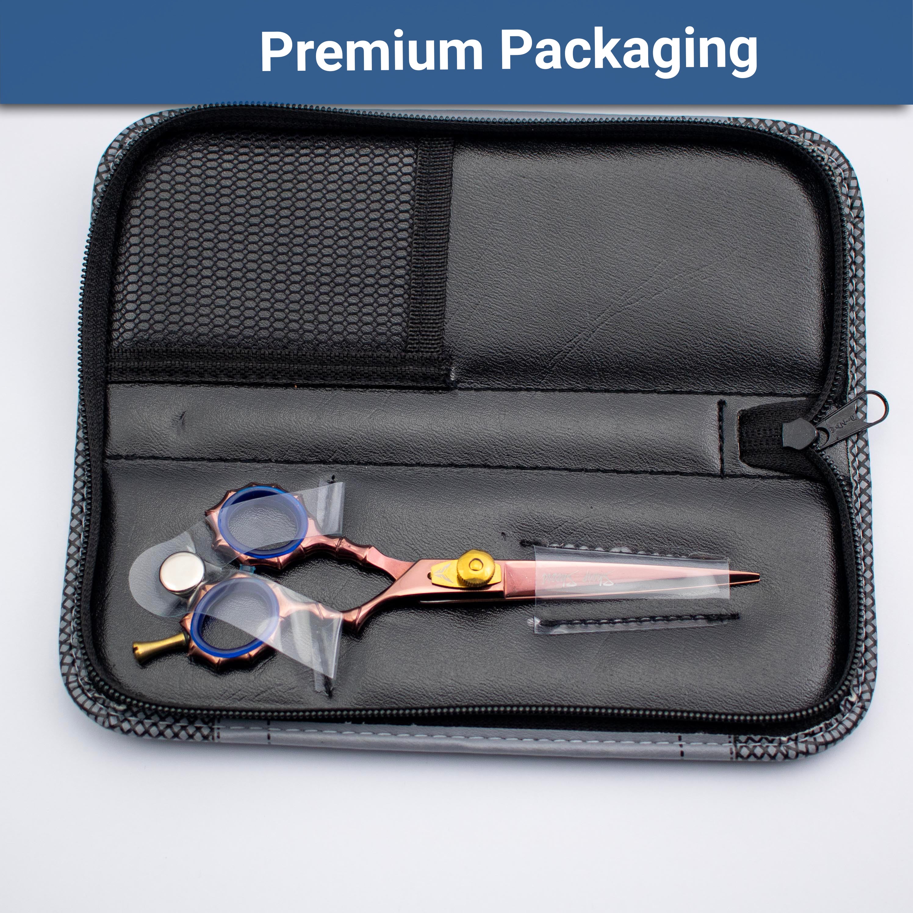 Barber Shears Rose Gold Scissors 6.5" – Japanese Steel Hairdressing Scissors for Stylists & Barbers with Storage Pouch