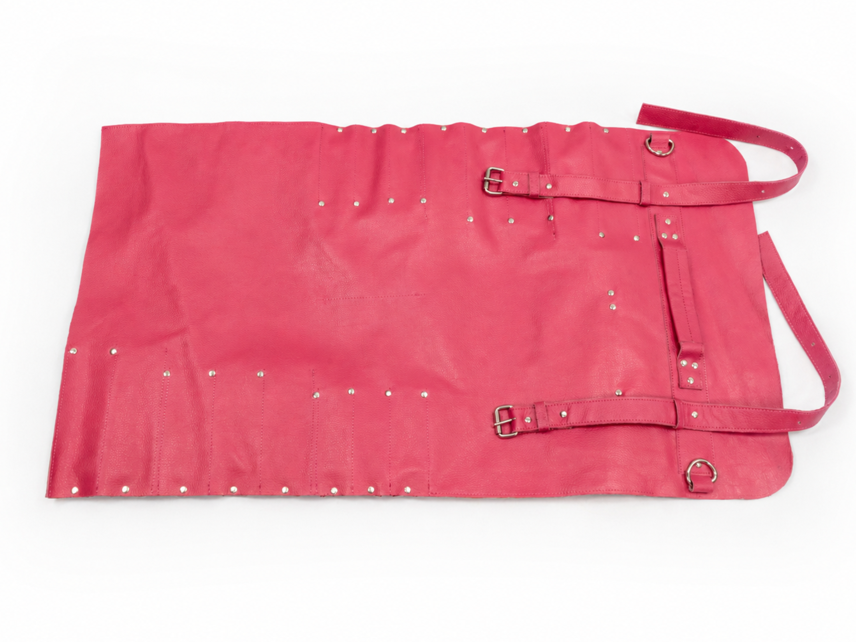 Premium Pink Leather Chef Roll – 16-Slot Knife Holder, Portable Cutlery Storage, Travel Kitchen Wrap Bag, Gift for Professional Chefs & Cooking Enthusiasts