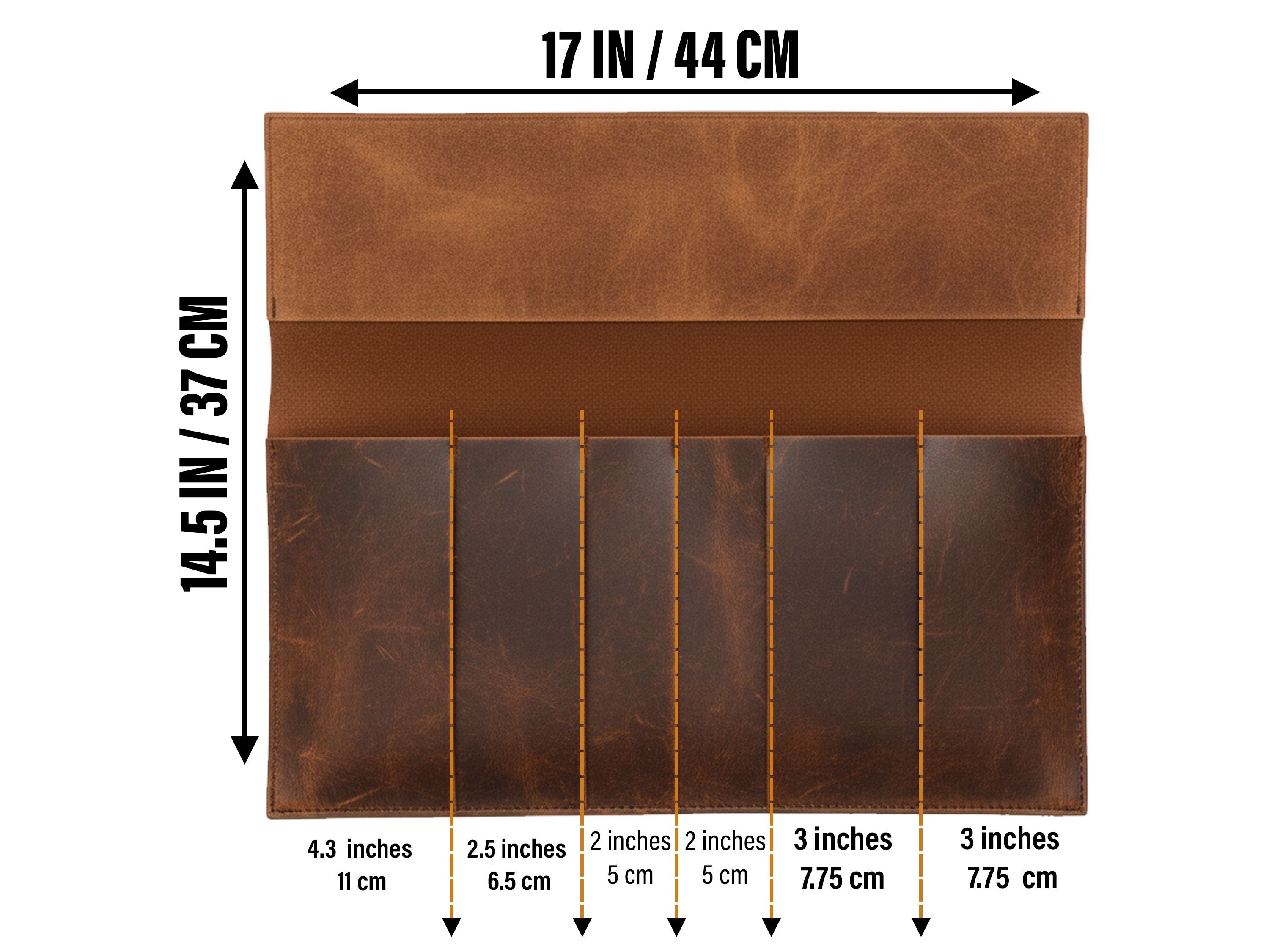 Brown Crazy Horse Leather Knife Roll – Premium 6 Slot Chef Knife Bag
