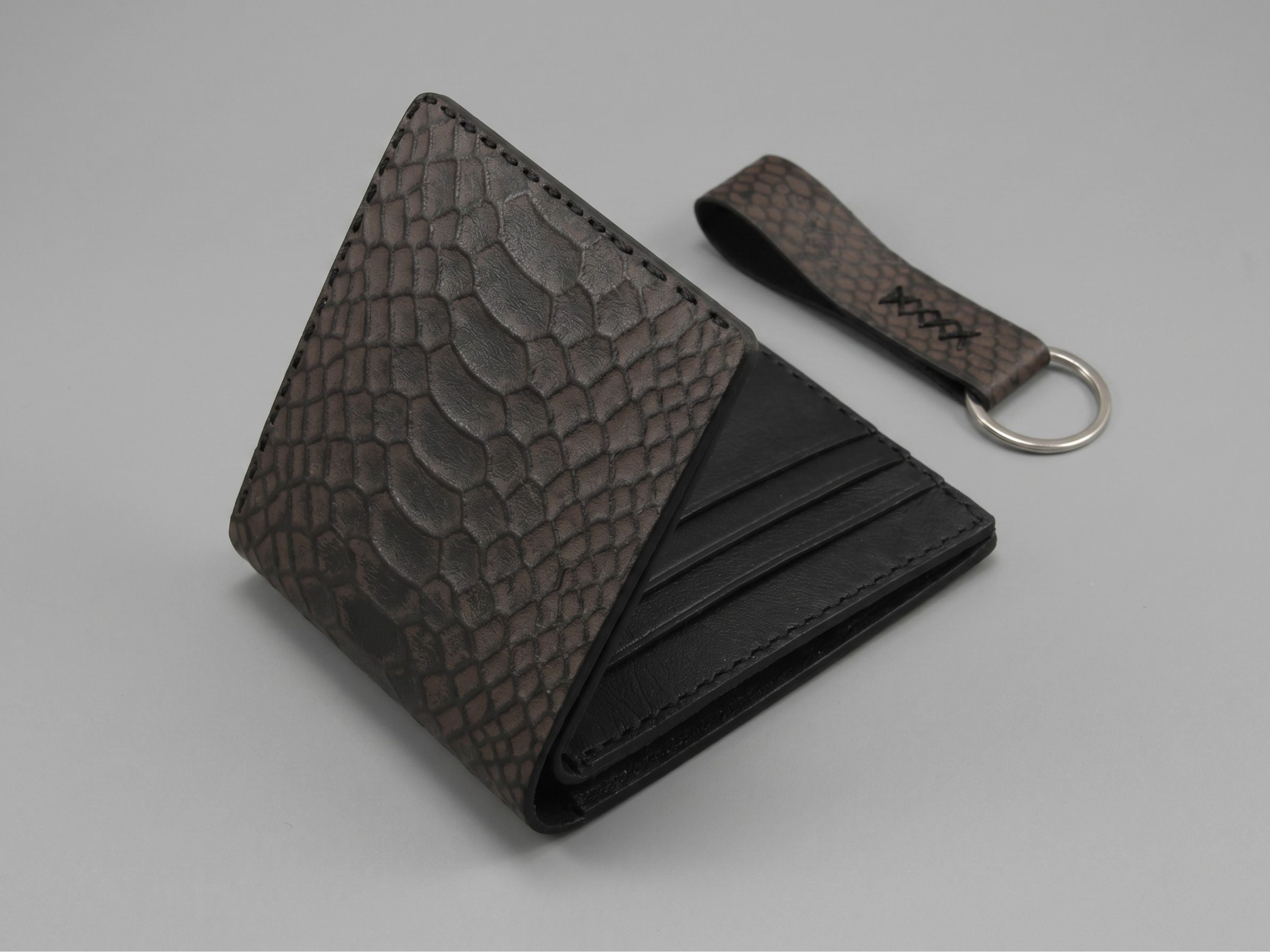 Handmade python snake leather wallet for men's engraved wallets bifold slim card holder with key chains fathers day gifts for dad