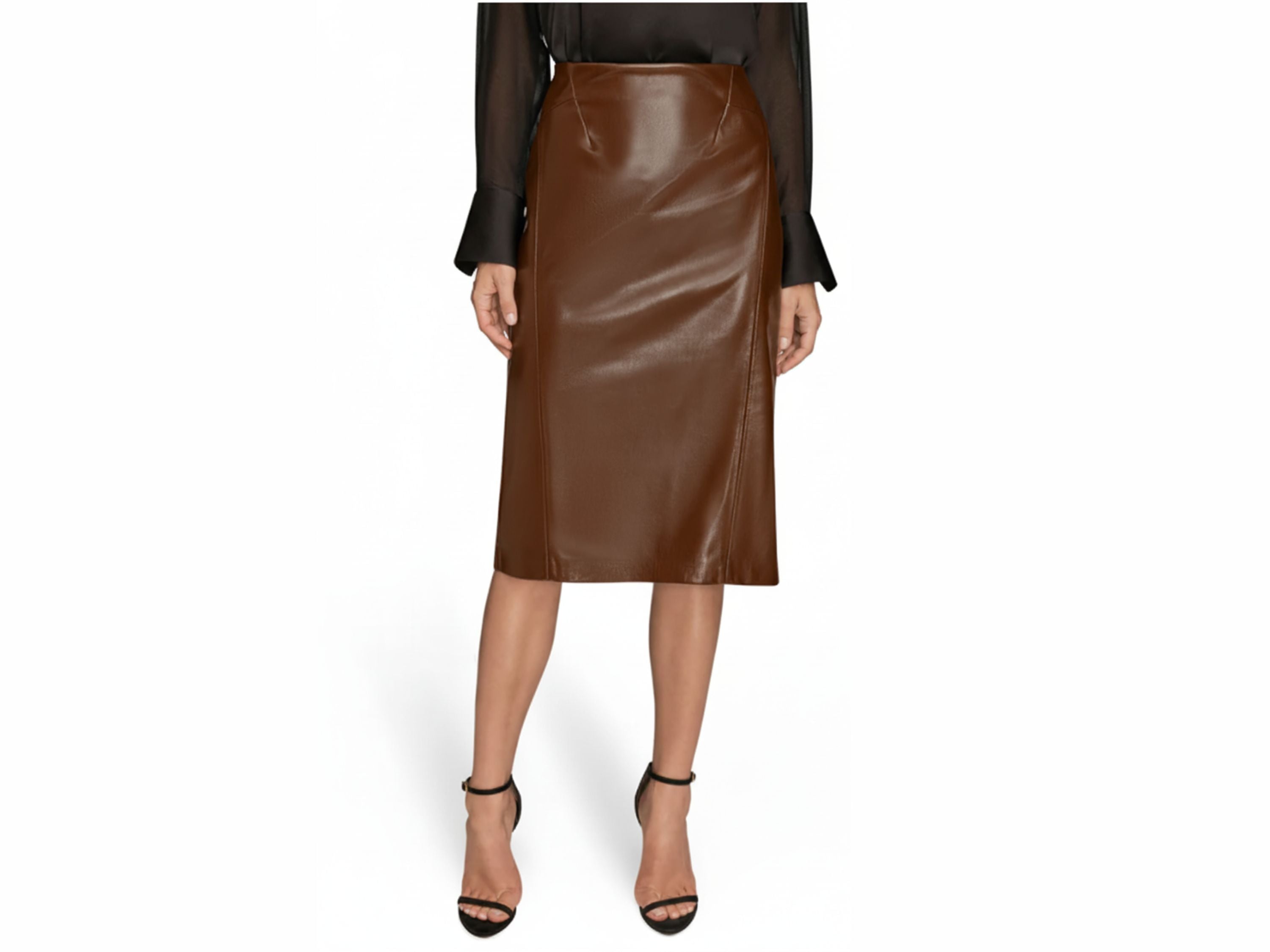 Leather Midi Pencil Skirt – Black & Brown Genuine Leather Skirt, Womens Clothing, anniversary Gift for Her luxury corporate gift