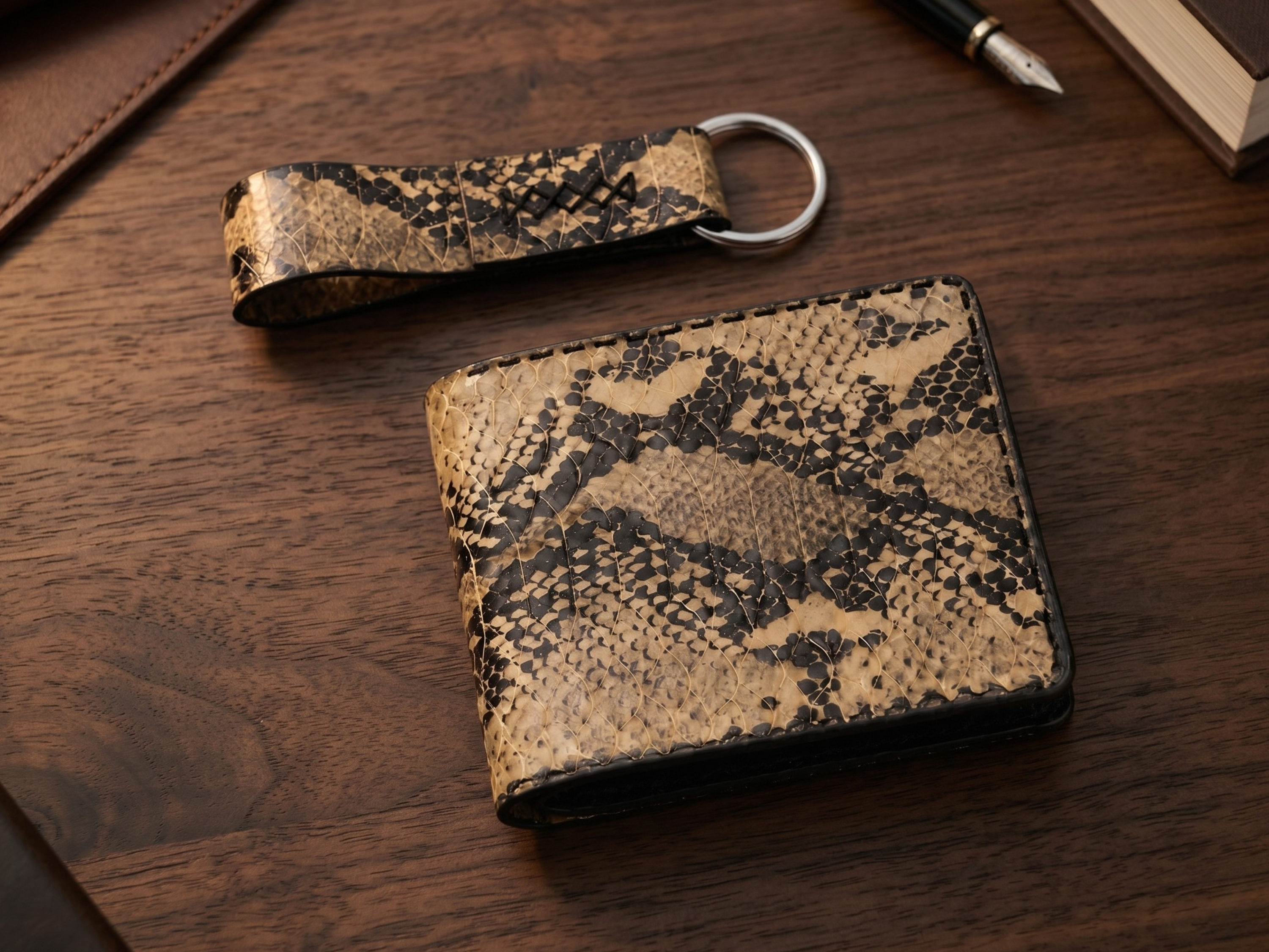 Luxury handmade exotic wallets snake leather wallet for mens best friend gift bifold slim card holder birthday gifts for him