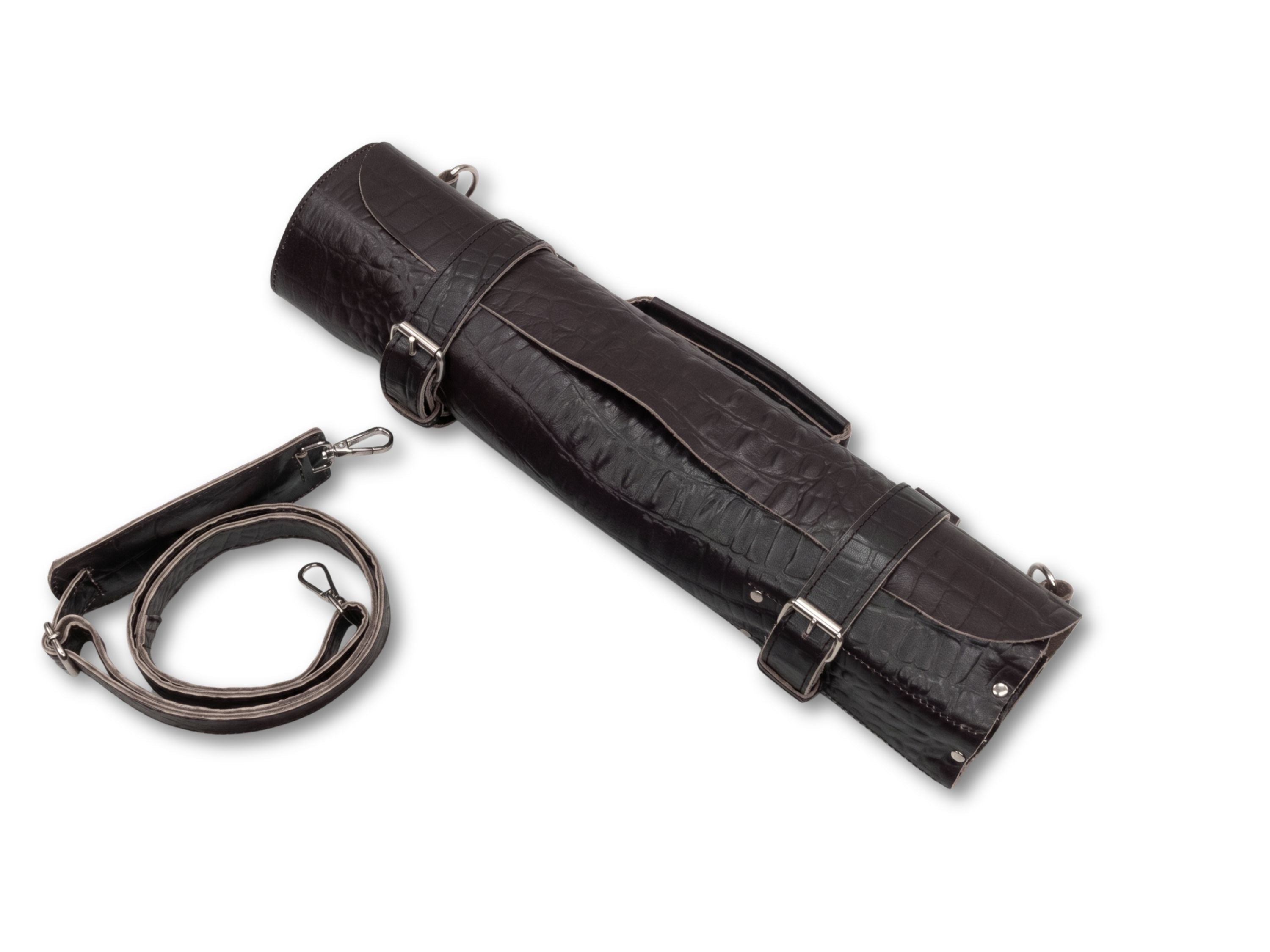 Crocodile real leather knife roll 16 slots of portable cutlery knives bag roll with long stripes kitchen accessories graduation gifts