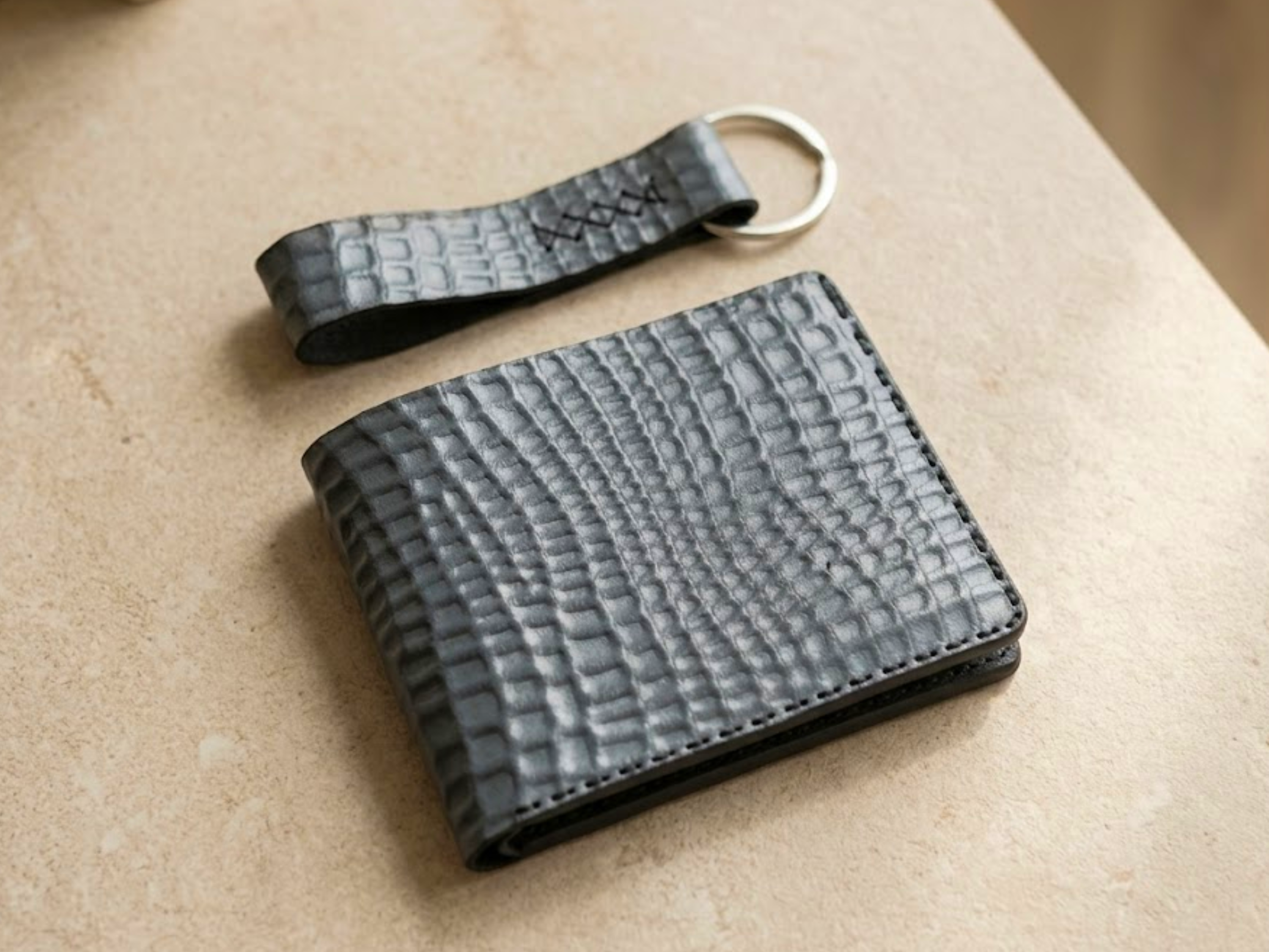 Personalized crocodile leather mens wallet handmade wallets bifold card holder engraved wallets anniversary gifts for him graduation gift