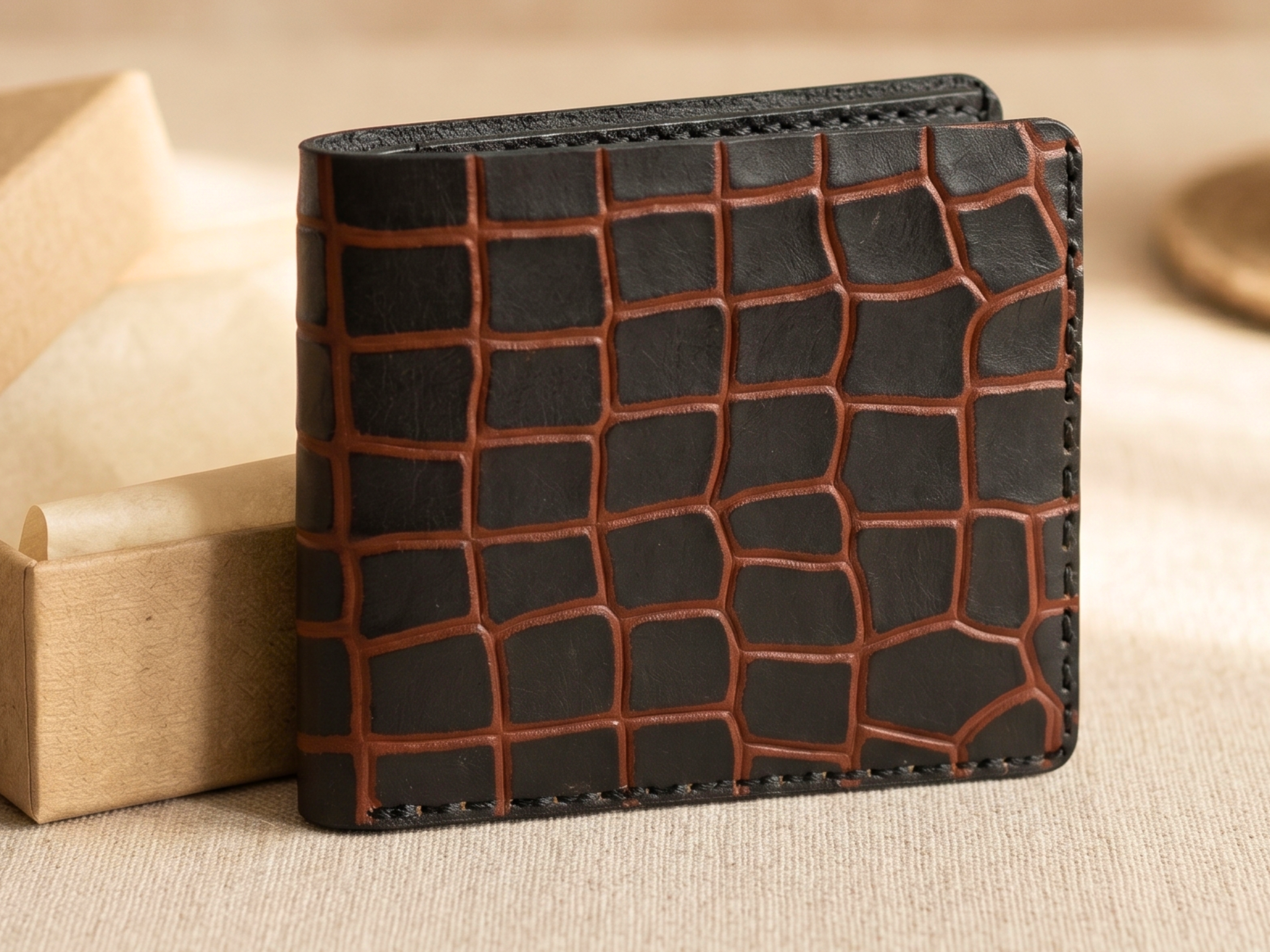 Premium crocodile leather wallets with key chain handmade wallets bifold slim card holder exotic wallets professional gifts for him