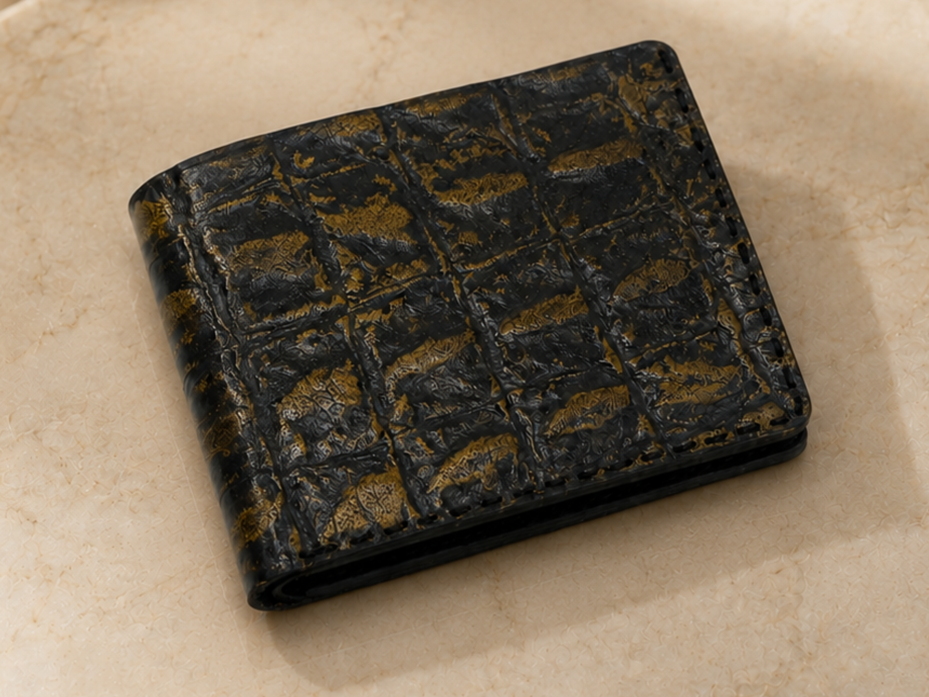 Leather crocodile handmade Bifold Wallet for men's wedding gift slim card holder with key chains exotic wallets gifts for him
