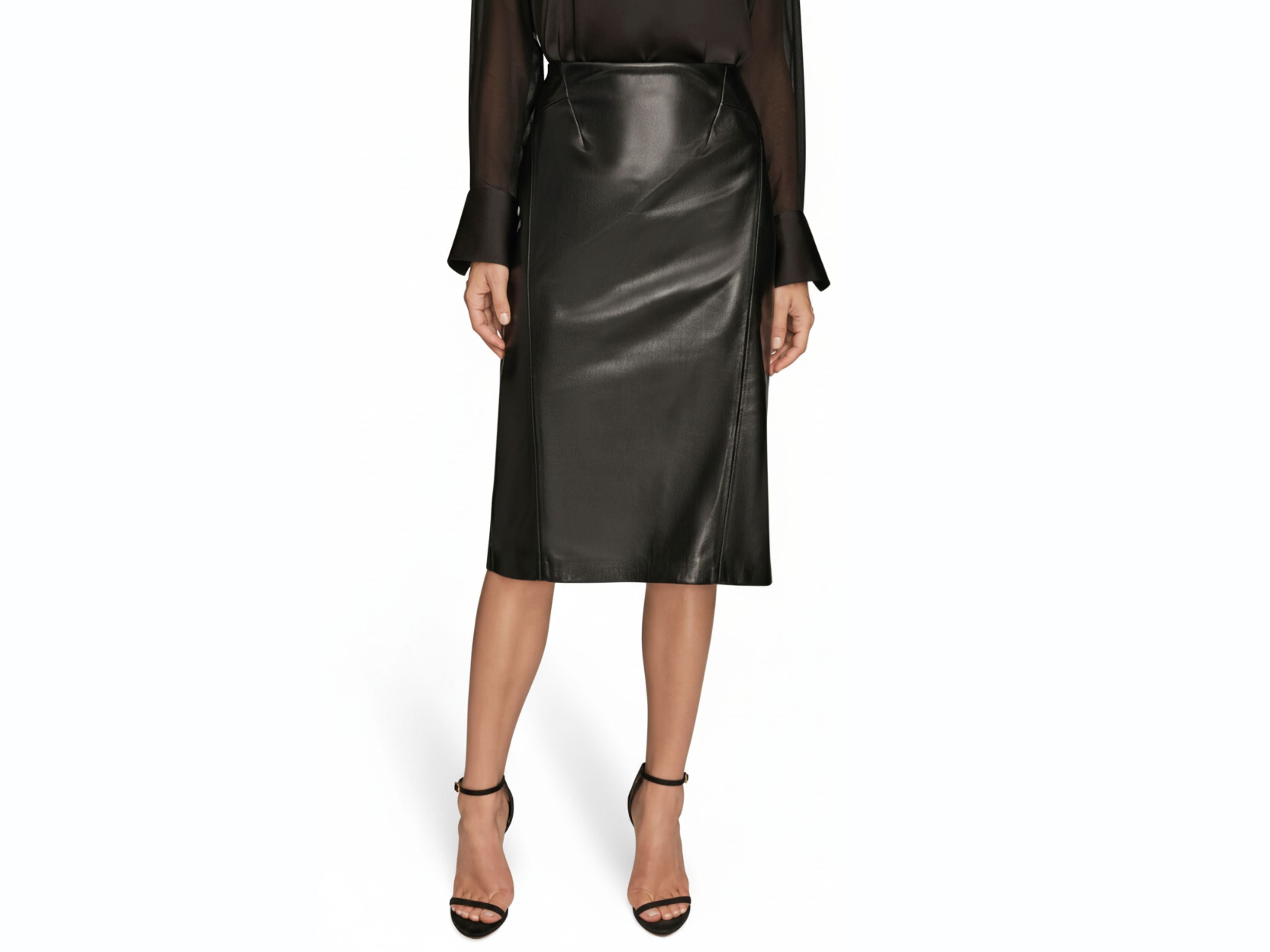 Leather Midi Pencil Skirt – Black & Brown Genuine Leather Skirt, Womens Clothing, anniversary Gift for Her luxury corporate gift
