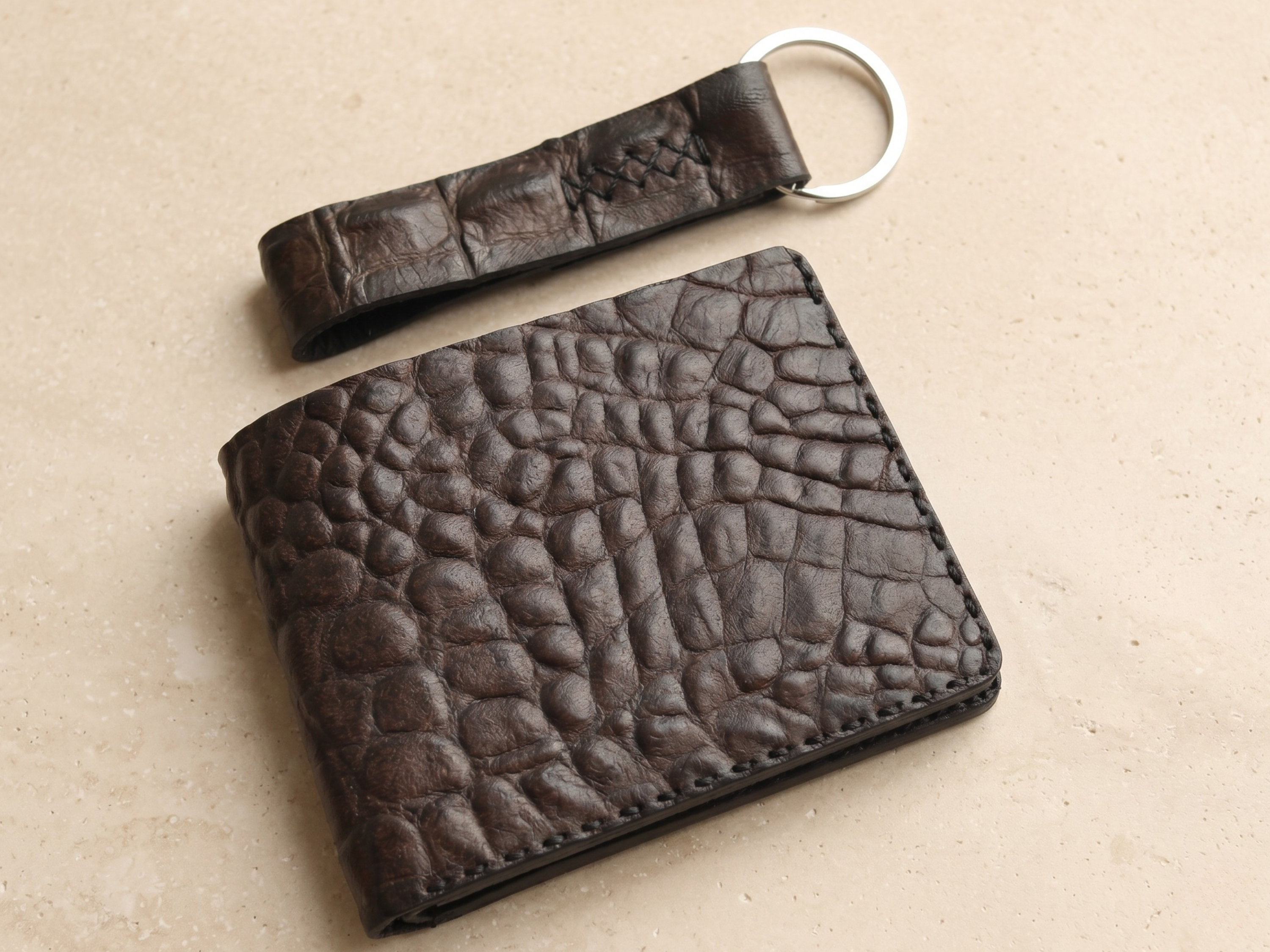 Crocodile Leather Bifold Wallet with key chains handmade wallets slim card holder exotic wallets for men fathers day gifts for him