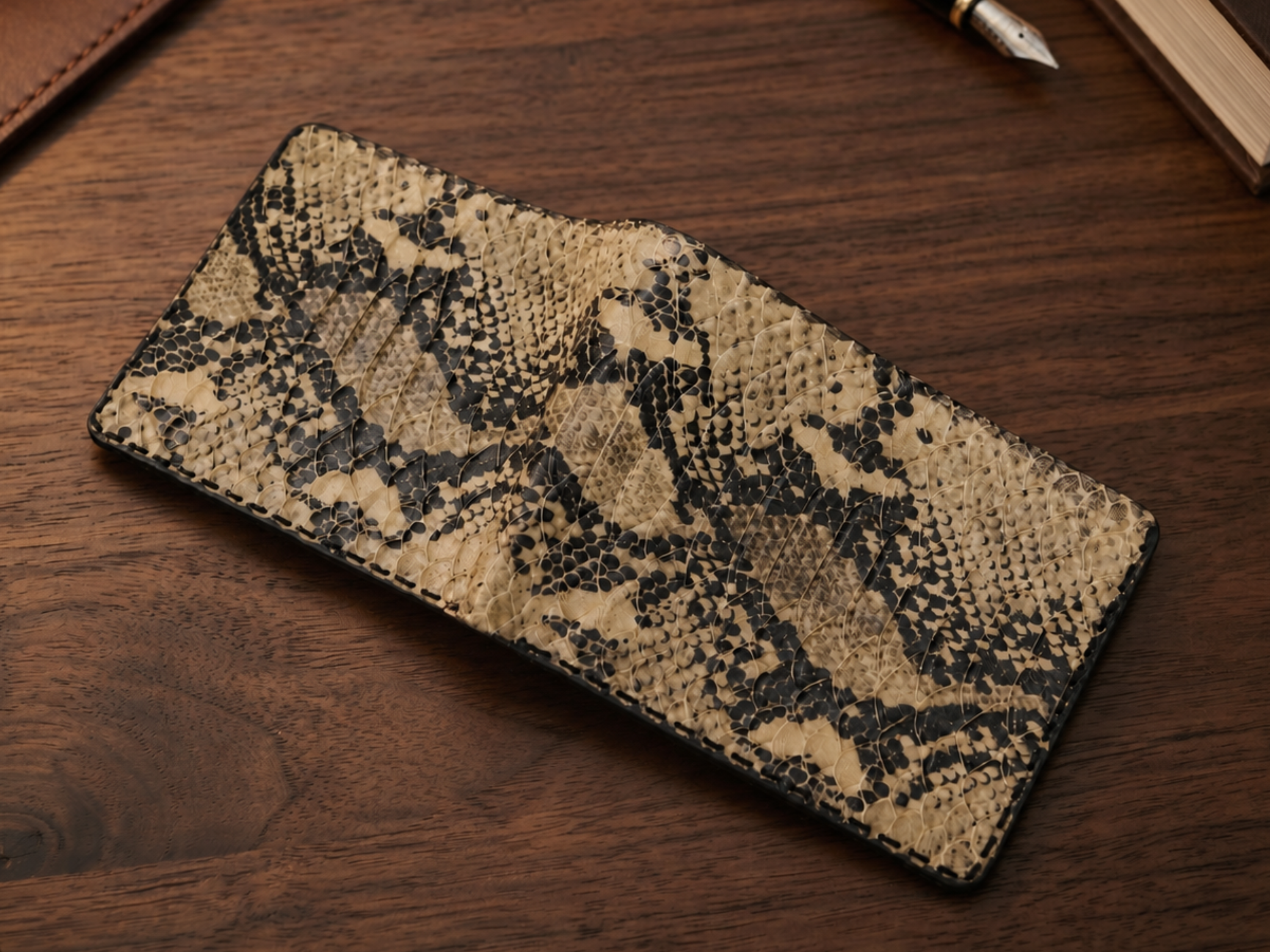 Luxury handmade exotic wallets snake leather wallet for mens best friend gift bifold slim card holder birthday gifts for him