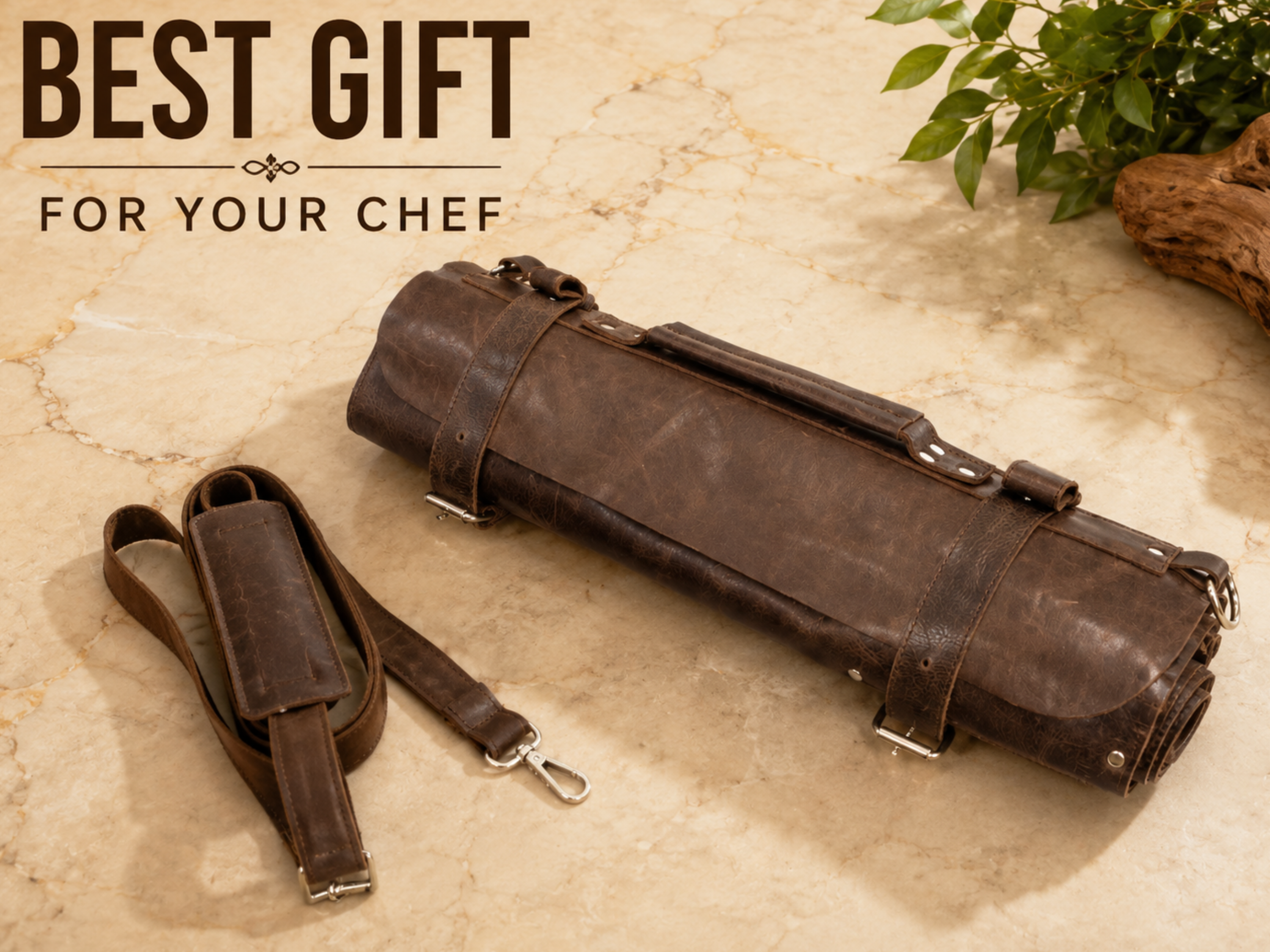 Premium Brown Leather Chef Roll – 16-Slot Knife Holder, Portable Cutlery Storage, Travel Kitchen Wrap Bag, Gift for Professional Chefs & Culinary Enthusiasts (Copy) (Copy)