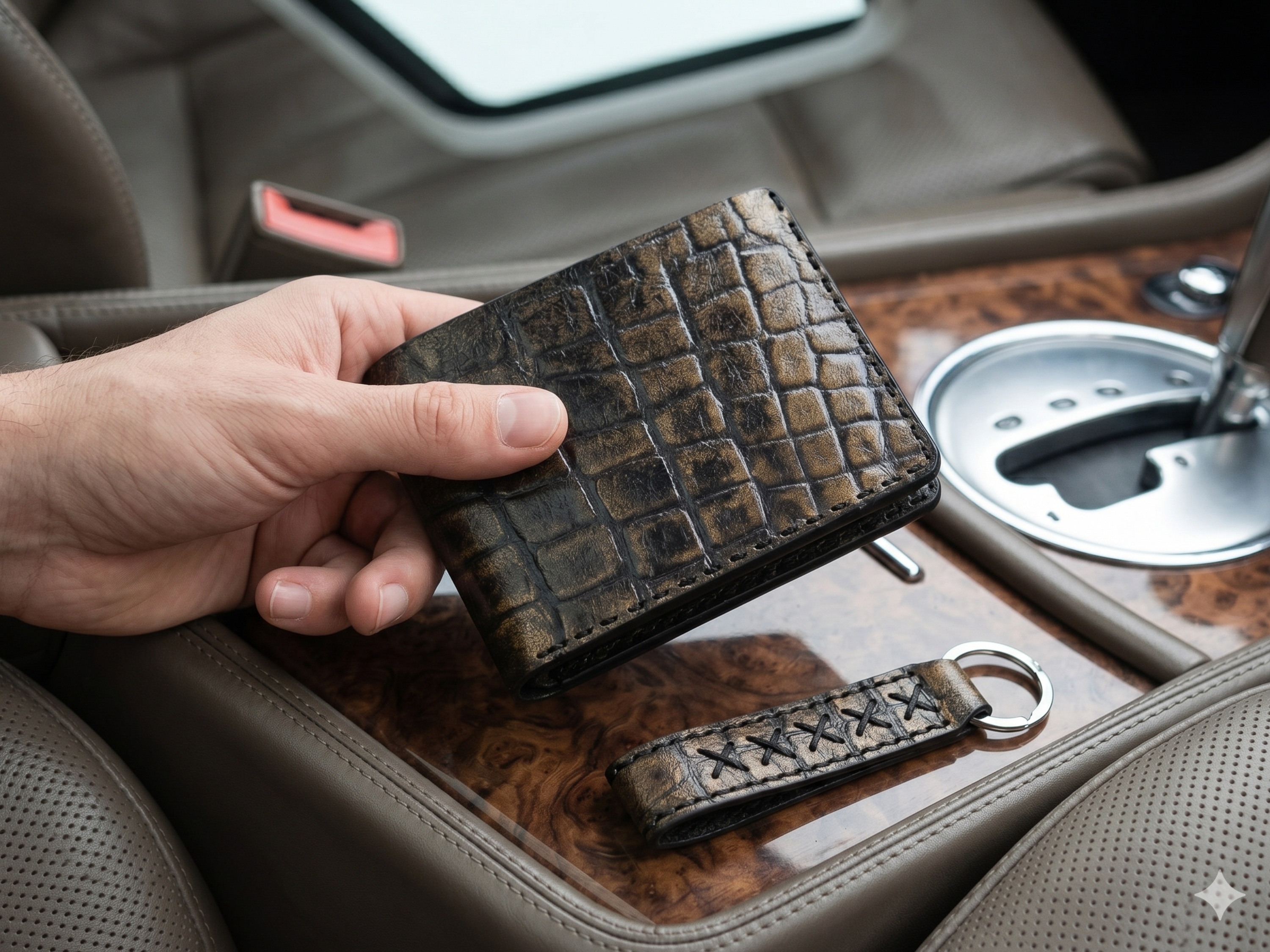 Customized handmade crocodile leather wallet for mens boyfriend gift bifold slim card holder engraved wallets birthday gifts for him