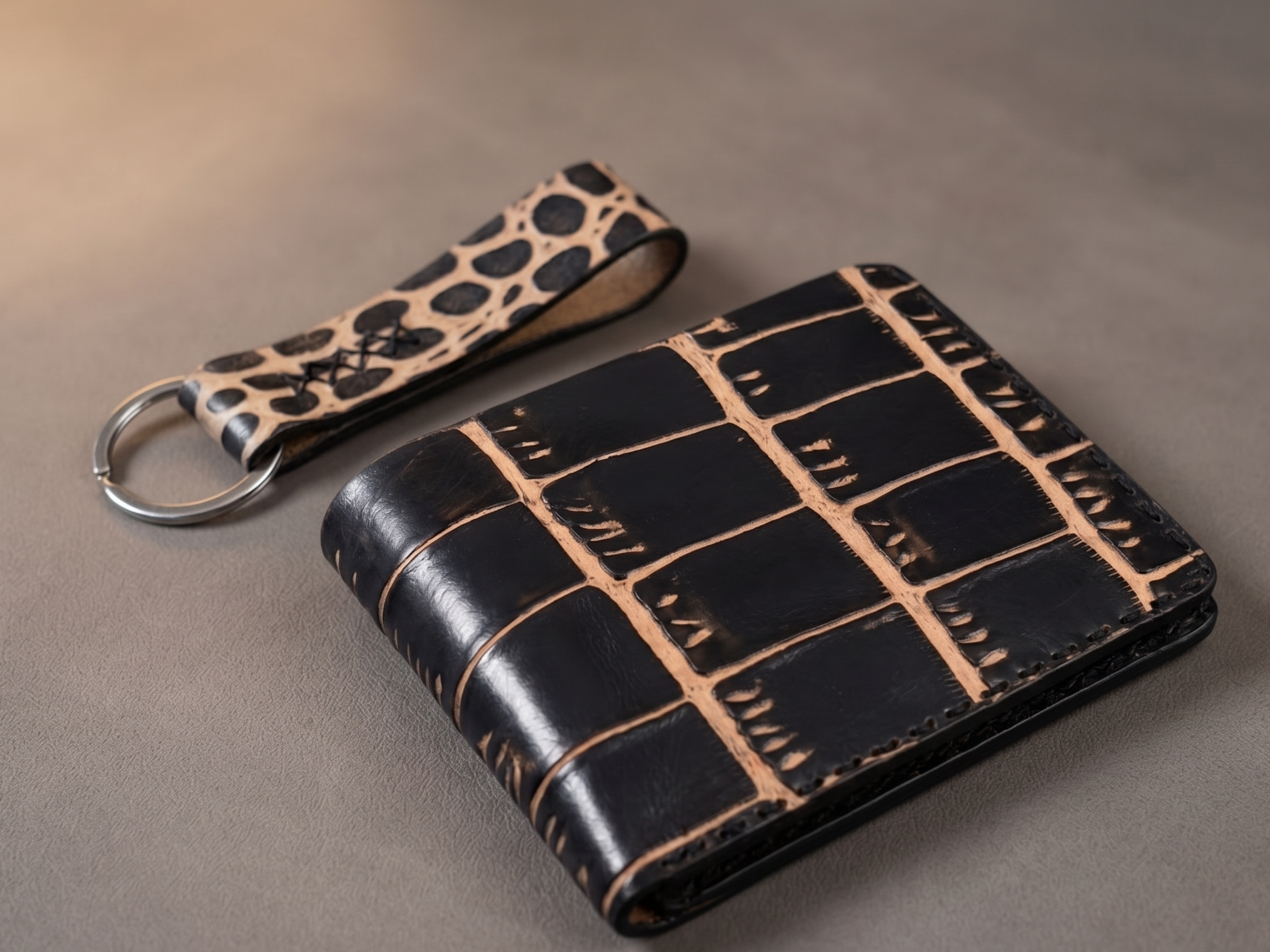 Handmade crocodile Leather Bifold Wallet for men's bifold slim card holder with money clips exotic wallets fathers day gifts for him